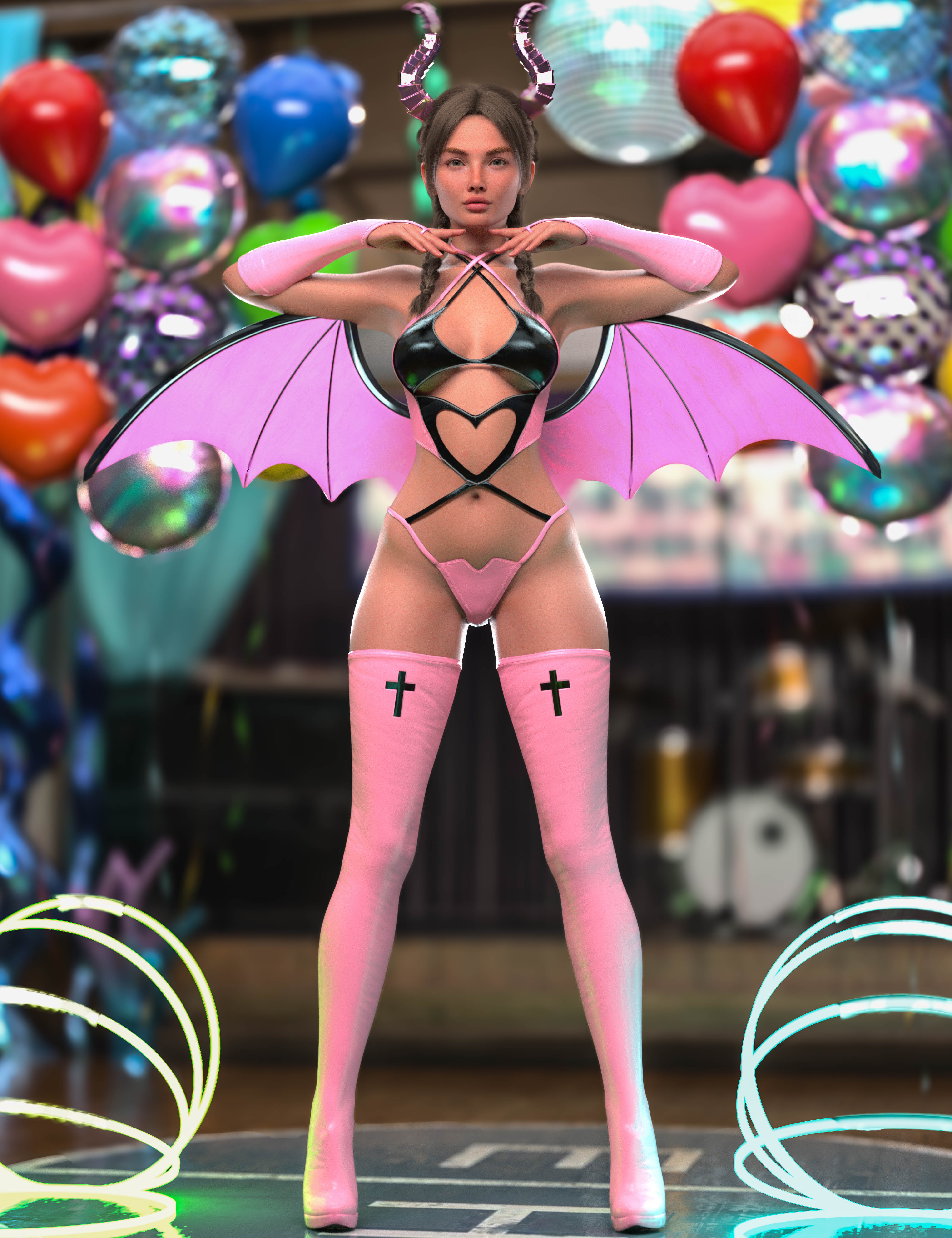 Broken Hearts Succubus Outfit for Genesis 9 by: Otart, 3D Models by Daz 3D