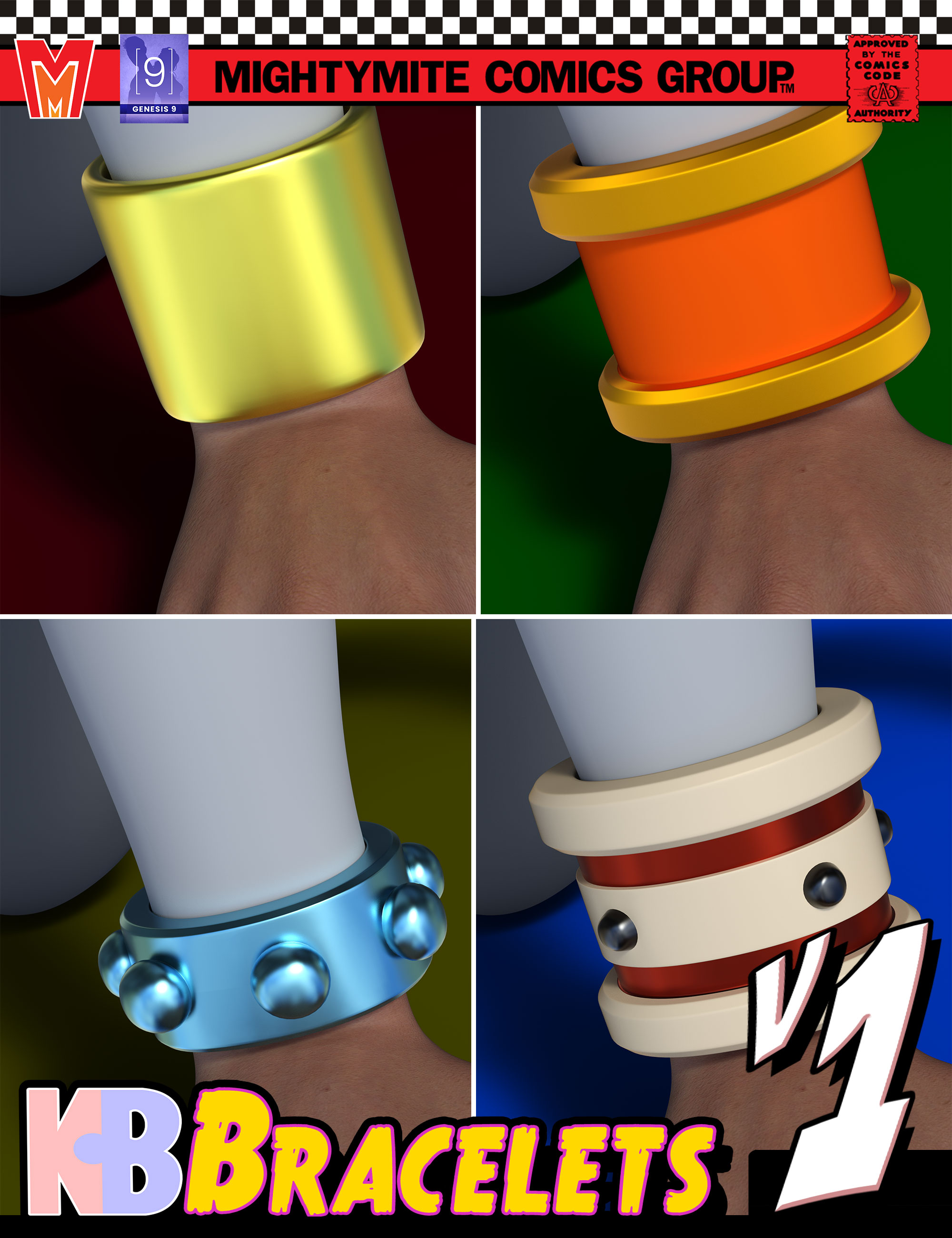 Bracelets v001 MMKBGensis 9 by: MightyMite, 3D Models by Daz 3D