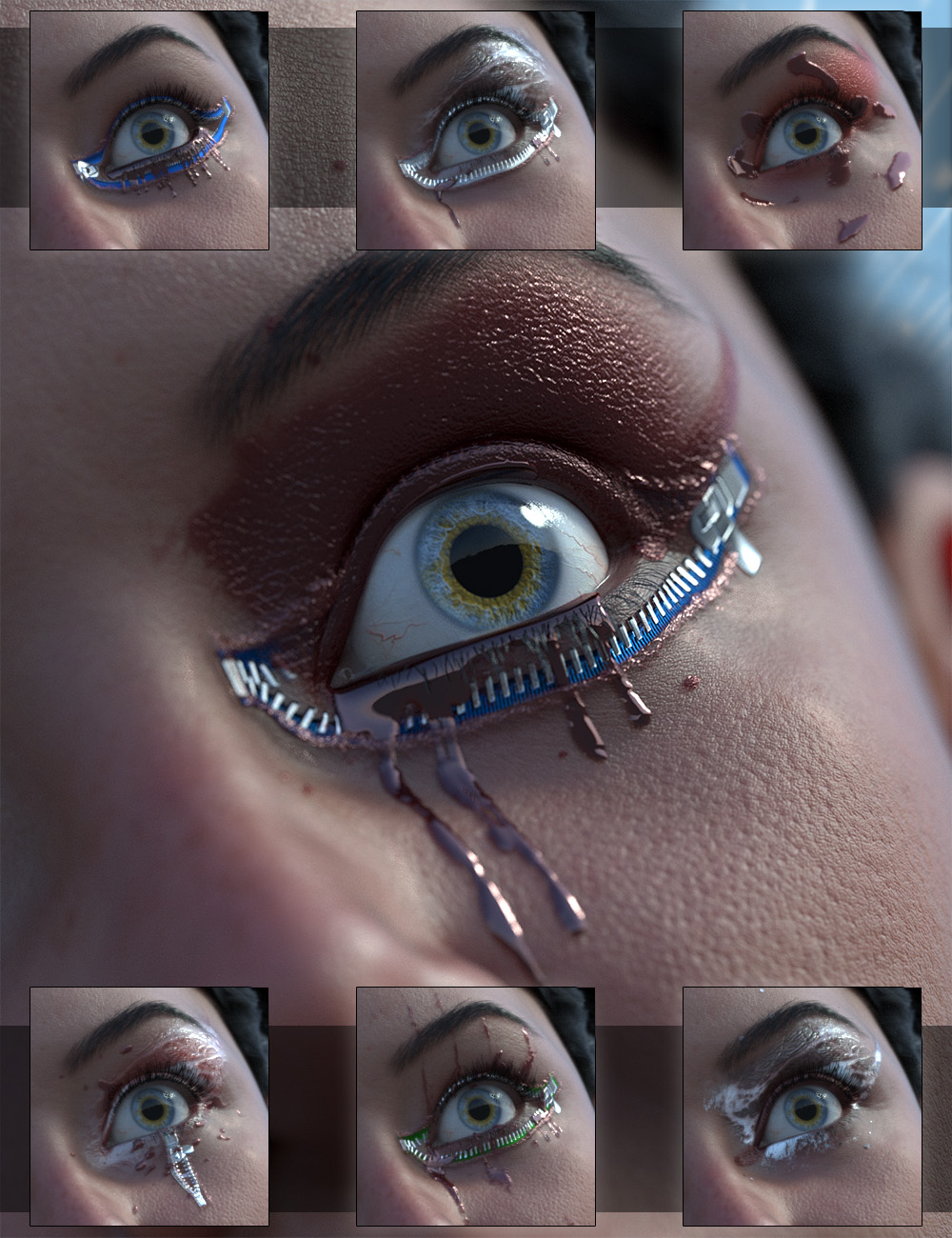 Horror Eyeshadow Geoshell Builder for Genesis 9 by: ForbiddenWhispers, 3D Models by Daz 3D