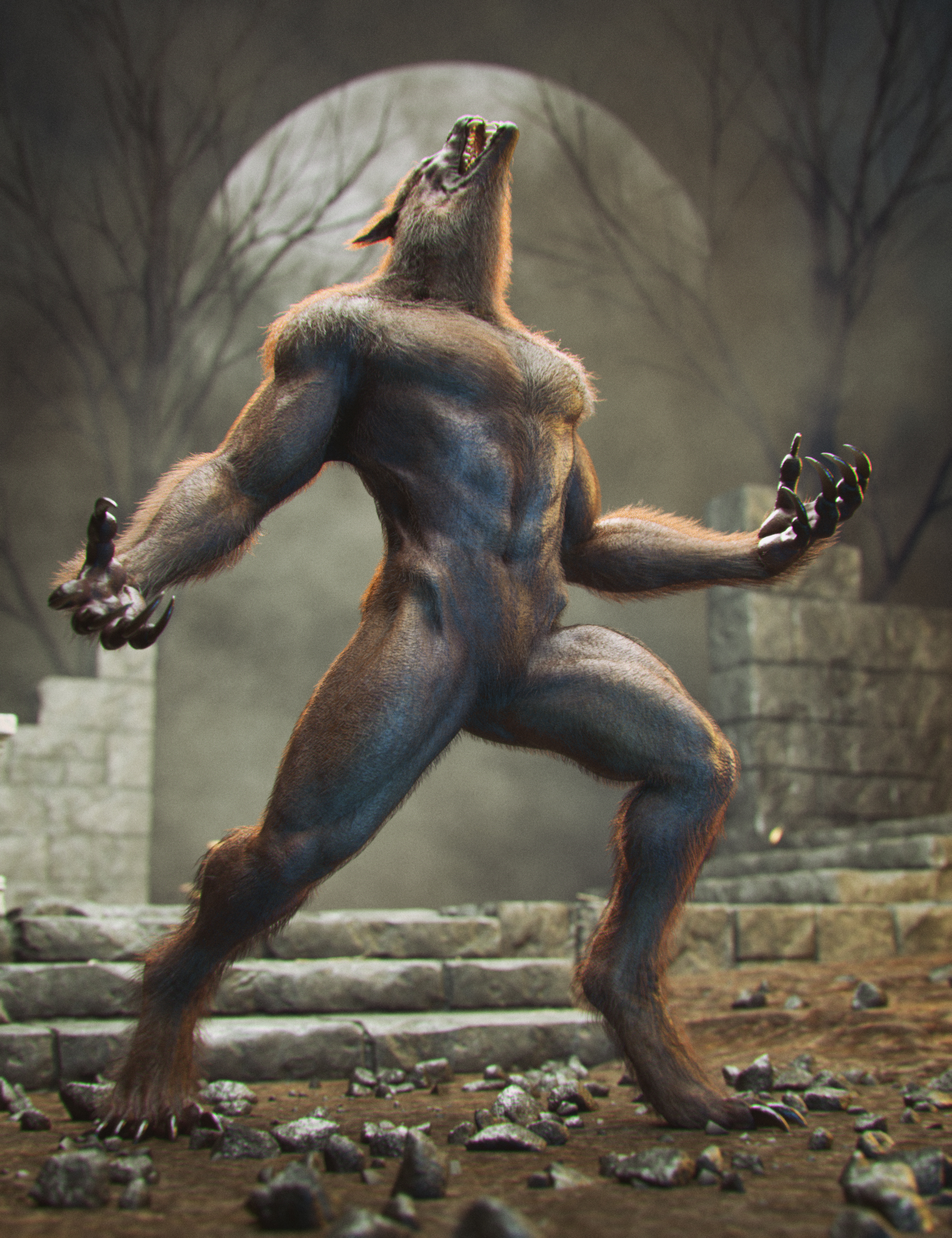 LI FUR for HH Werewolf by: Laticis Imagery, 3D Models by Daz 3D
