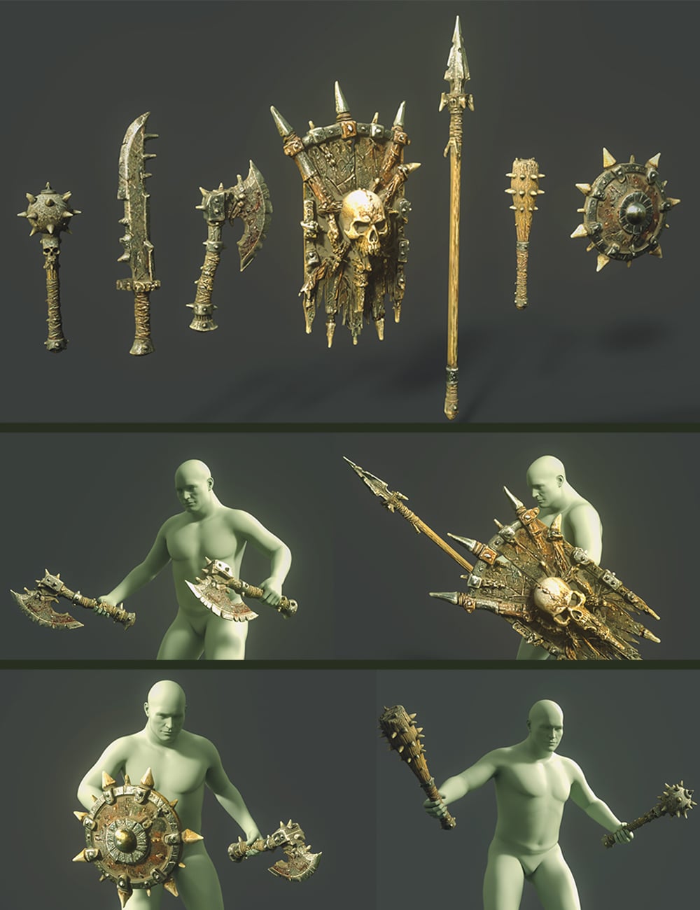 Polish Orc Weapons by: Polish, 3D Models by Daz 3D