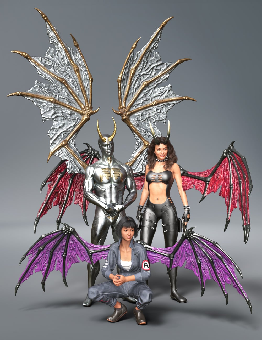 Wings of the Damned for Genesis 9 Genesis 8 and Genesis 3 by: midnight_stories, 3D Models by Daz 3D