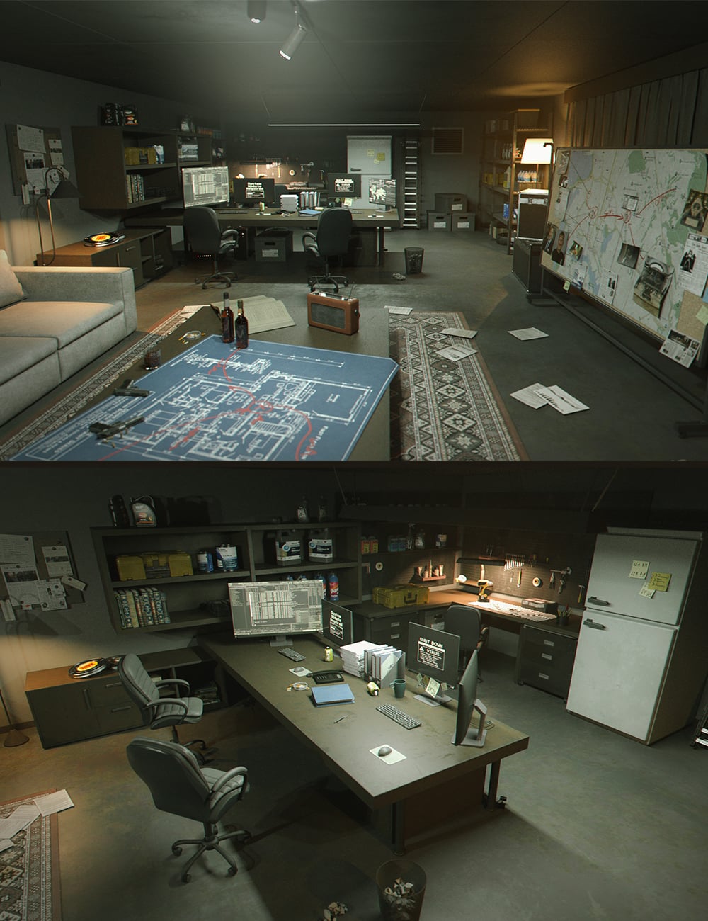 Polish Heist Planning Saferoom Scene by: Polish, 3D Models by Daz 3D