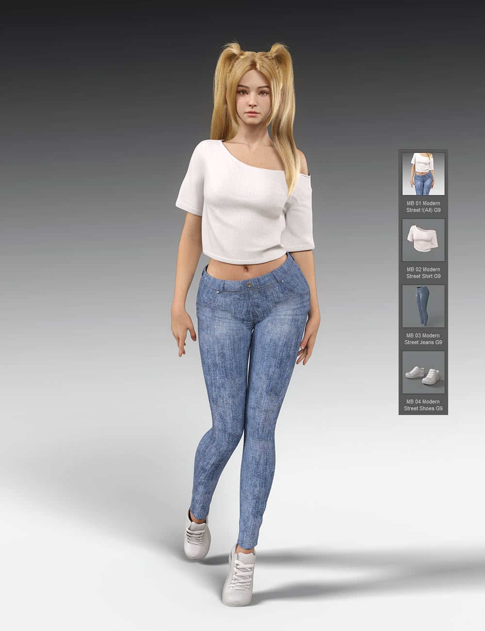 dForce MB Modern Street for Genesis 9 Feminine by: Magic Brush, 3D Models by Daz 3D