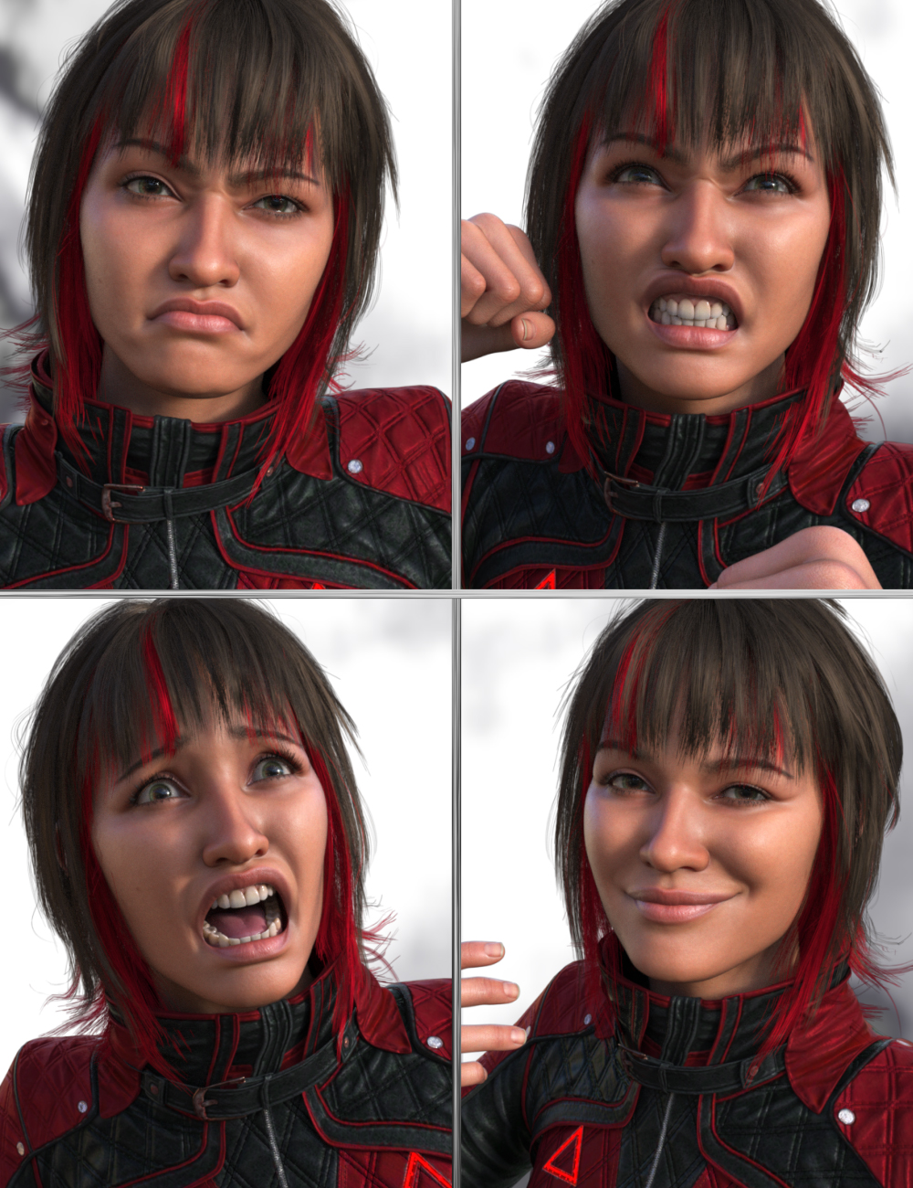 JW Brave Woman Expressions for Kristina 9 by: JWolf, 3D Models by Daz 3D