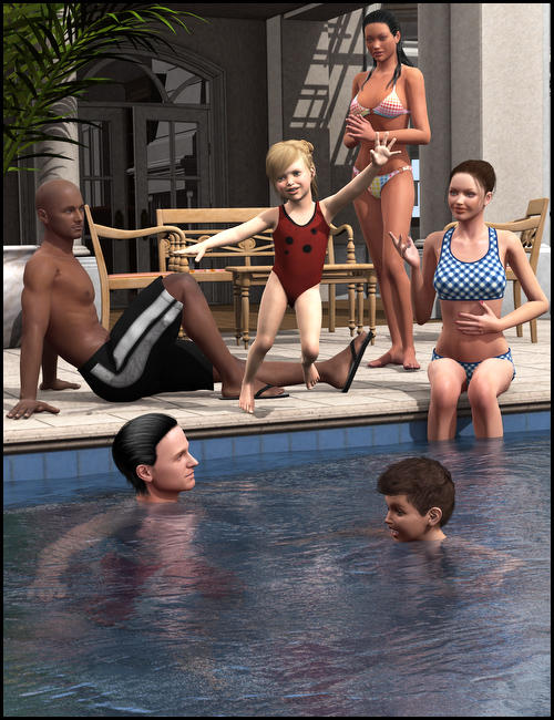Pool Party Poses by: Digiport, 3D Models by Daz 3D