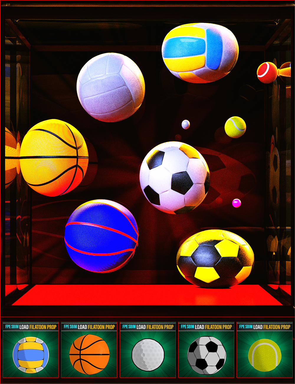 FPE Sport Balls in Motion Props by: FenixPhoenixEsid, 3D Models by Daz 3D