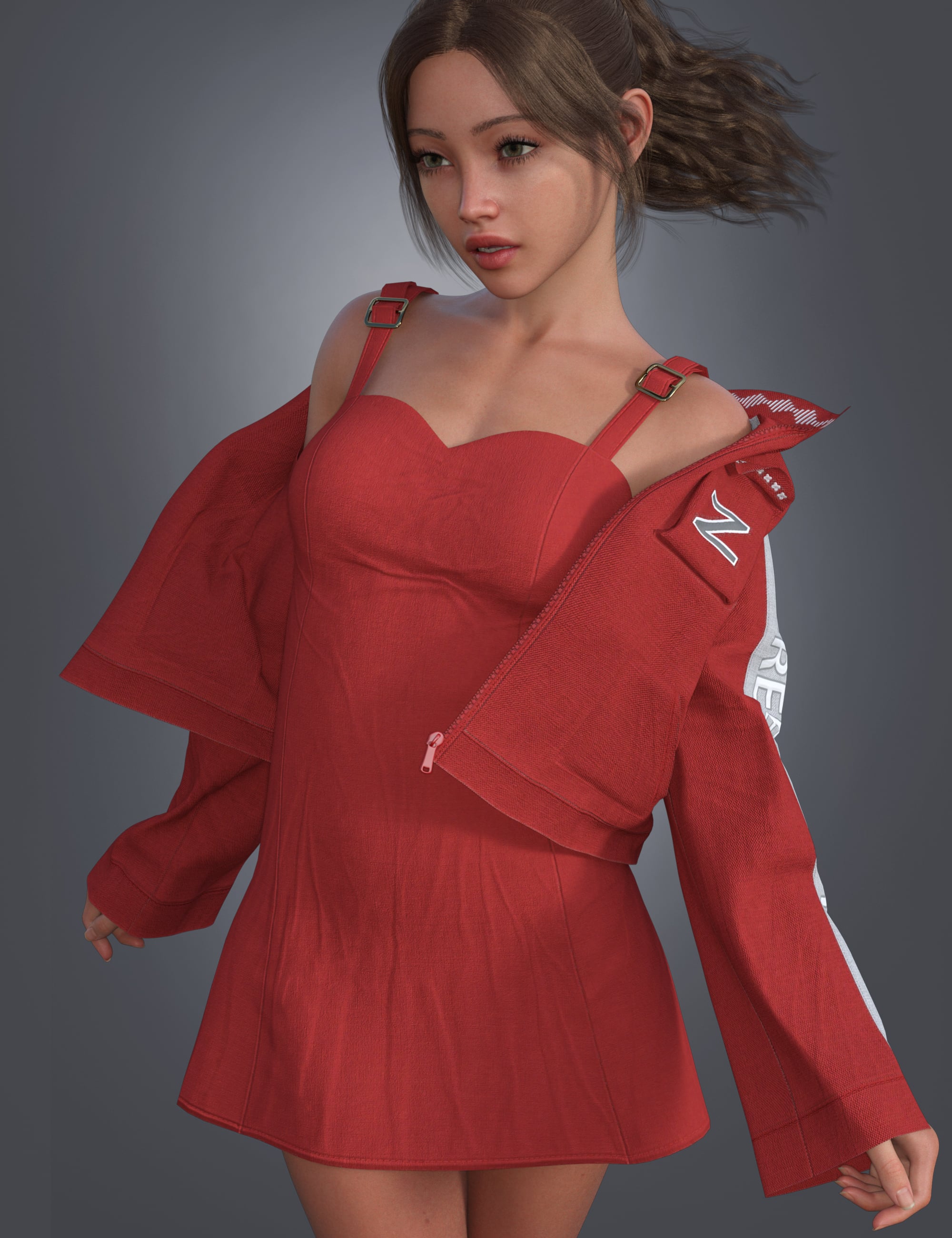 dForce BRZ Jacket Dress Set for Genesis 9 by: breeze, 3D Models by Daz 3D