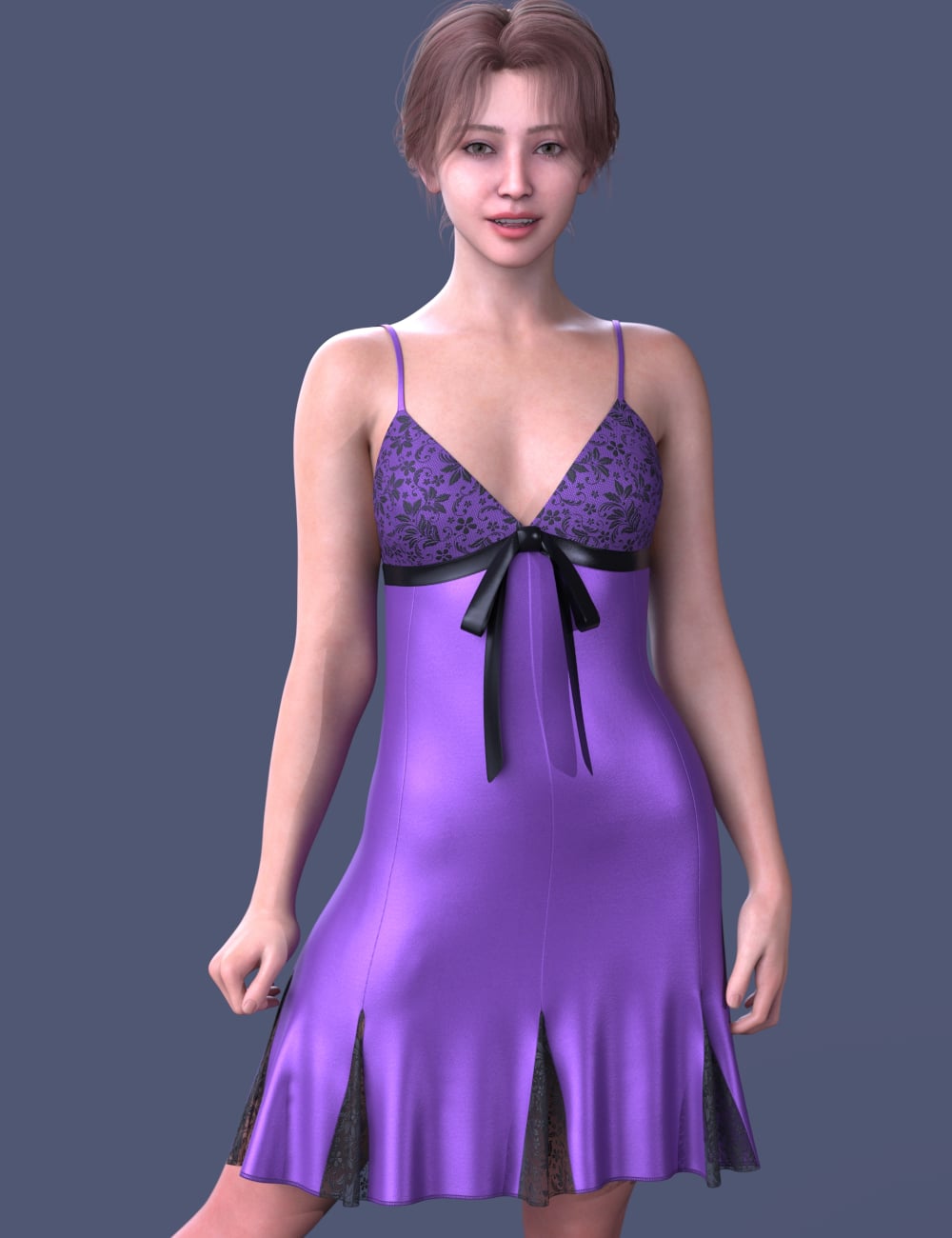 dForce LV Satin Negligee for Genesis 9 by: Leviathan, 3D Models by Daz 3D
