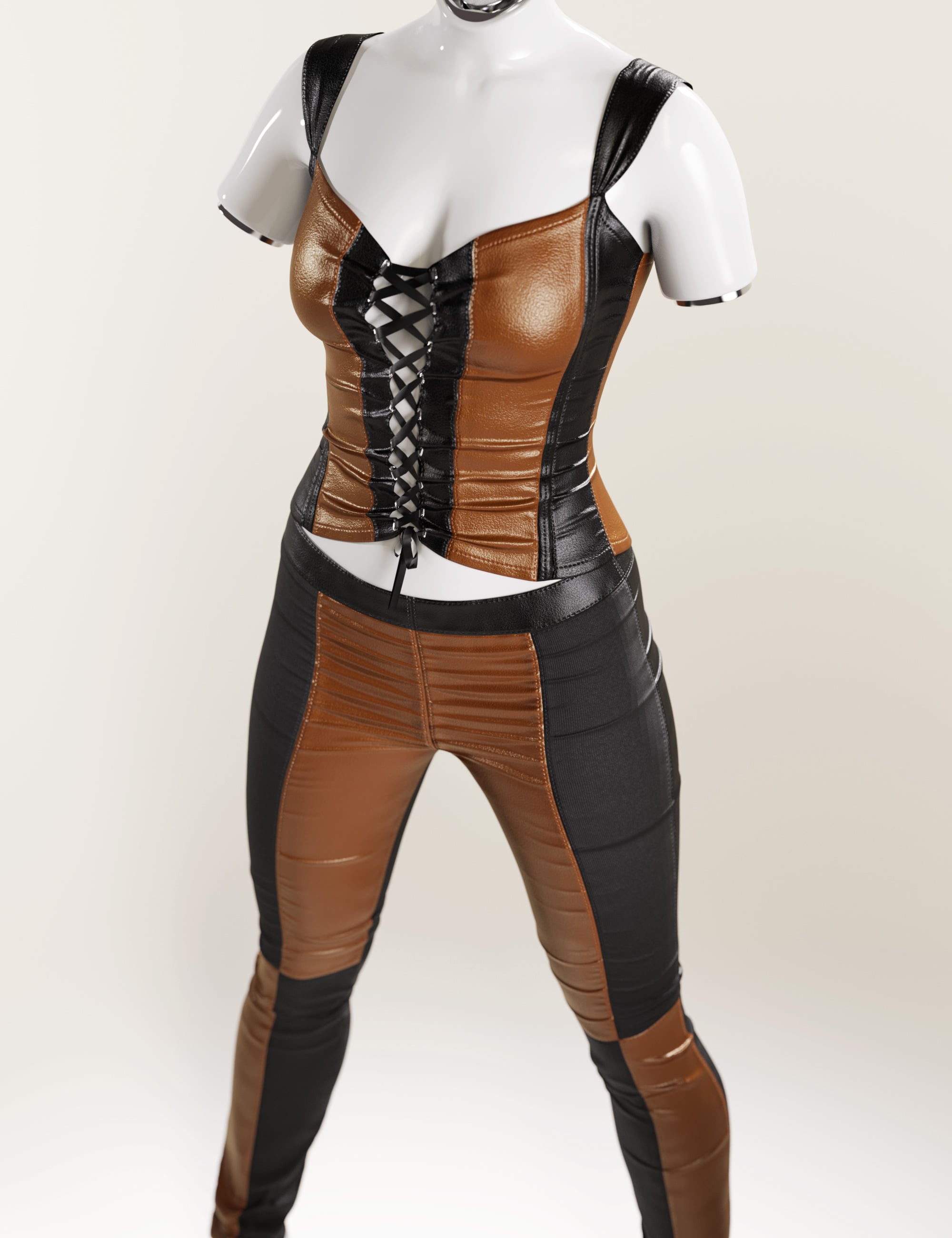 dForce Laced Up Corset Outfit for Genesis 9 by: outoftouch, 3D Models by Daz 3D