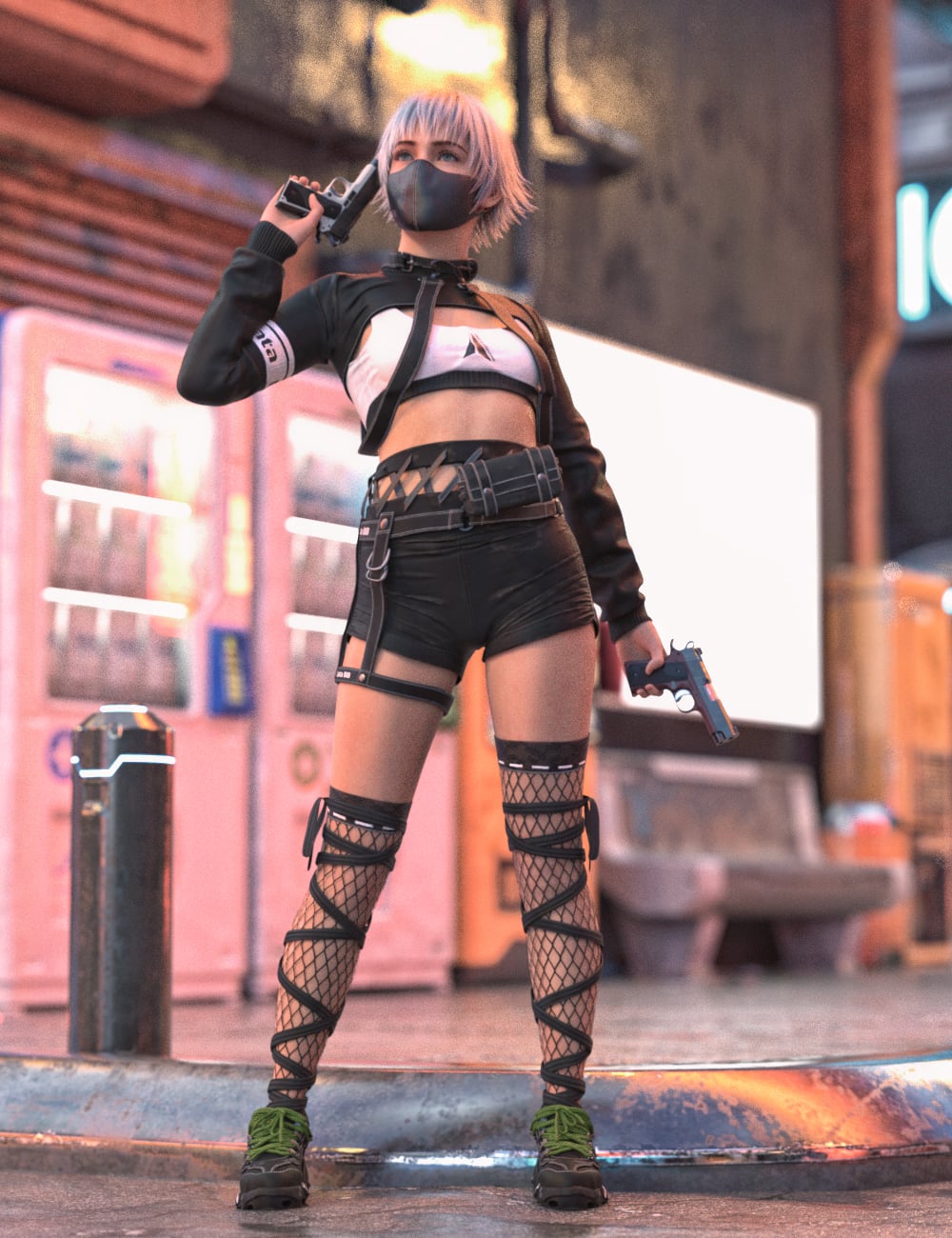 KuJ Pistol Tactical Poses for Genesis 9 by: Kujira, 3D Models by Daz 3D