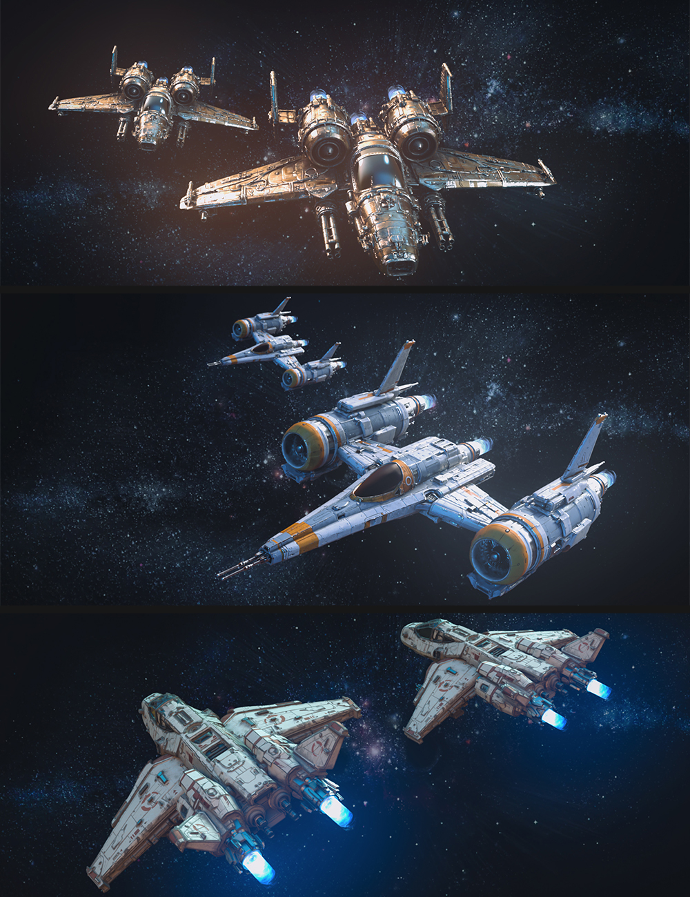 Polish Scifi Fighter Jet Bundle by: Polish, 3D Models by Daz 3D