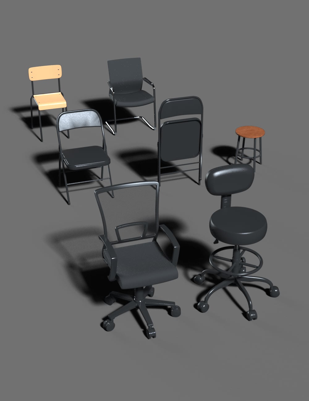 PC Gaming Essentials Set Chairs 01 by: Nominous, 3D Models by Daz 3D