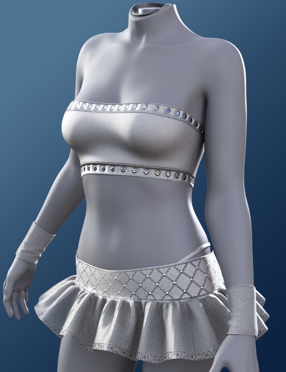 ZK dForce Frilled Skirt Outfit by: ZKuro, 3D Models by Daz 3D