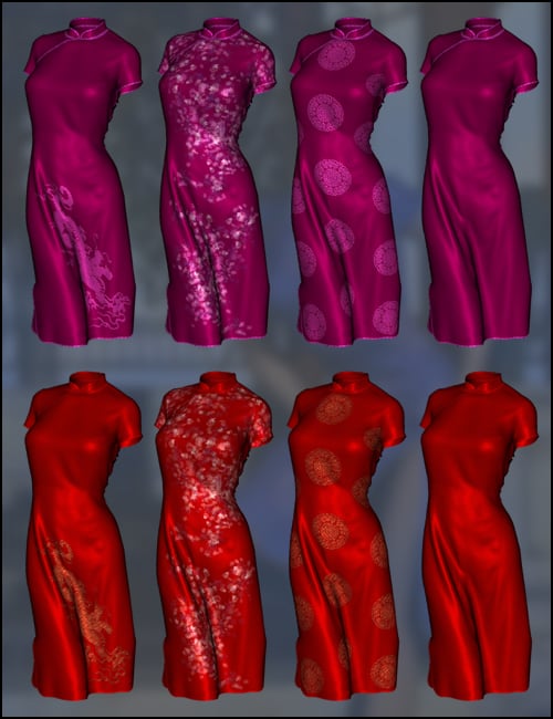 Poser Dynamic Qi-Pao Dress Poser Dynamic Qi-Pao Dress by: DraagonStormOptiTex, 3D Models by Daz 3D