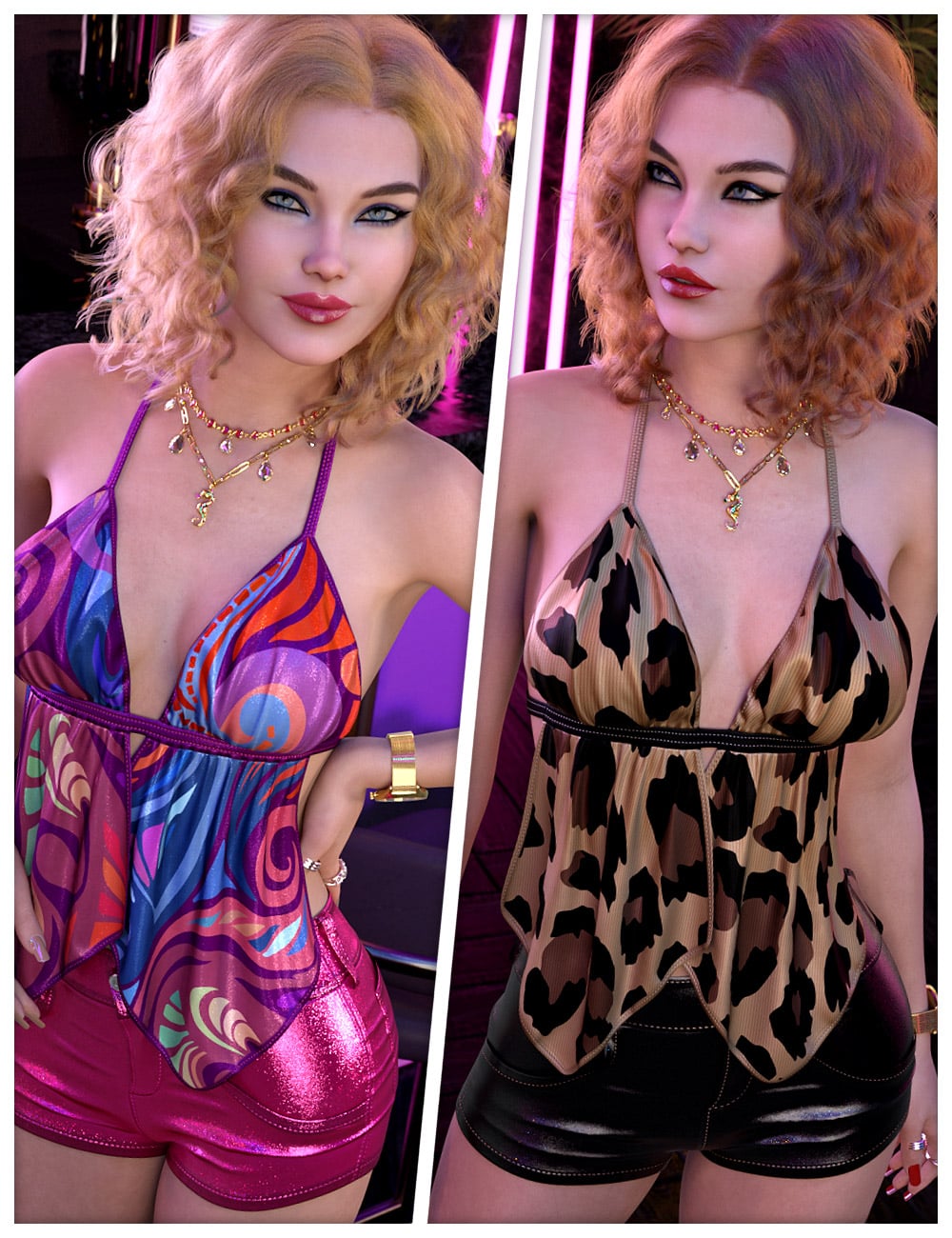 Fashionable Textures for dForce Glamorous Halter Top And Pants by: ShanasSoulmate, 3D Models by Daz 3D