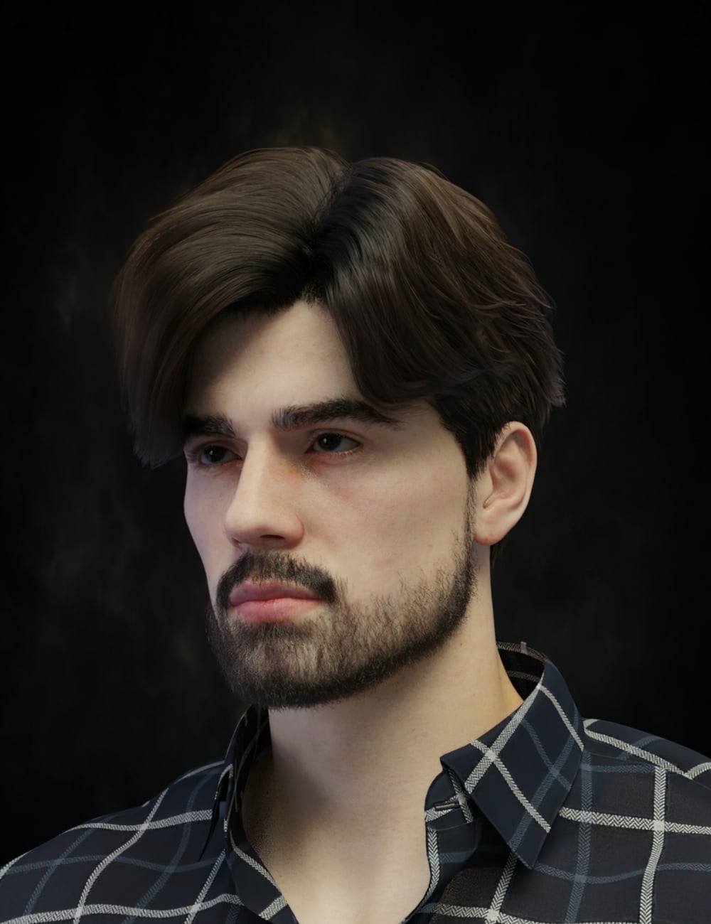dForce Chad Middle-Part Curtain Hair for Genesis 9 by: Neftis3D, 3D Models by Daz 3D