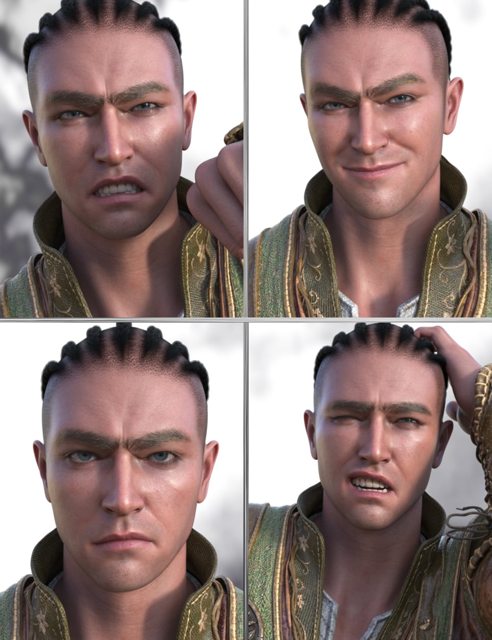 JW Forever Warrior Expressions for Bastian 9 by: JWolf, 3D Models by Daz 3D