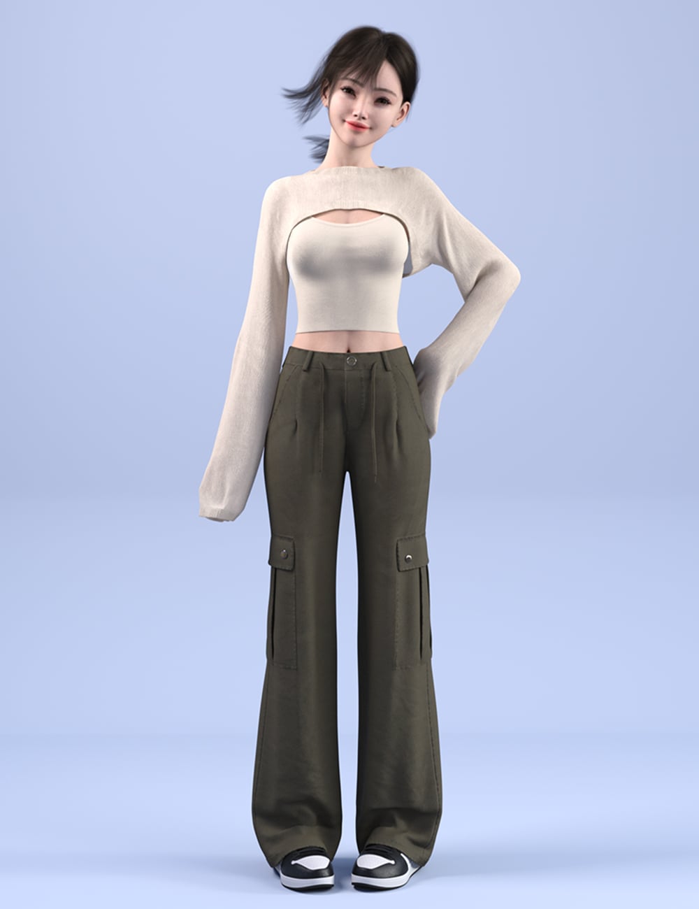 dForce HnC25 Cargo Beat Layers Outfits for Genesis 9 by: IH Kang, 3D Models by Daz 3D