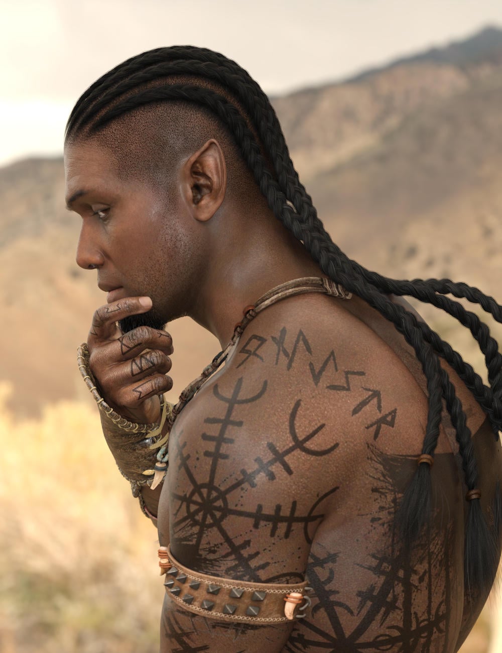 Velkarian Braids Hair for Genesis 9 by: Soto, 3D Models by Daz 3D