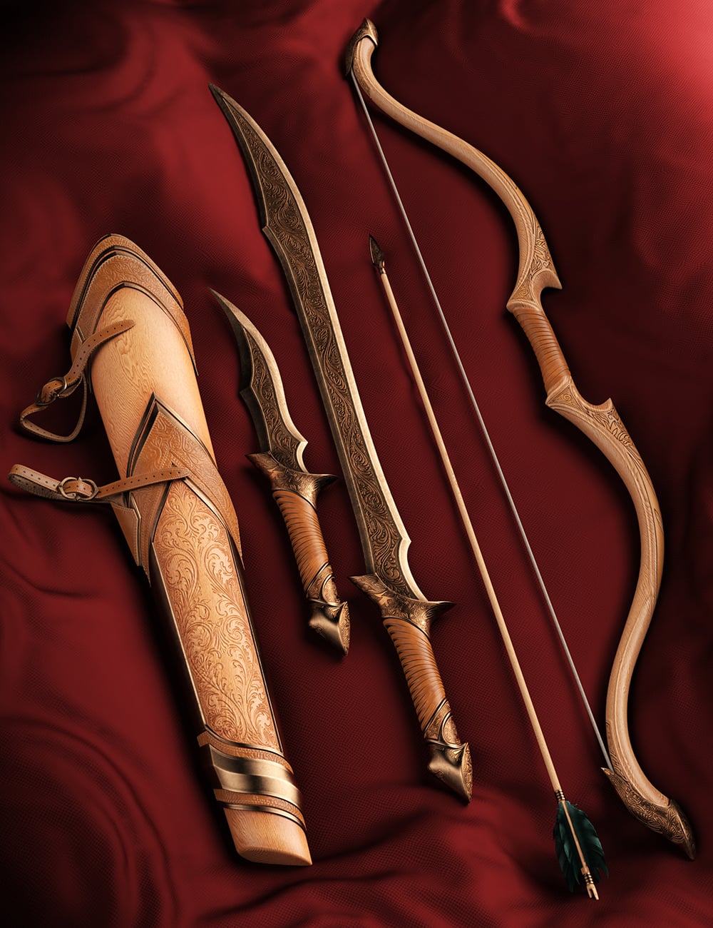 Elven Prince Weapon Collection for Genesis 9 by: Censored, 3D Models by Daz 3D