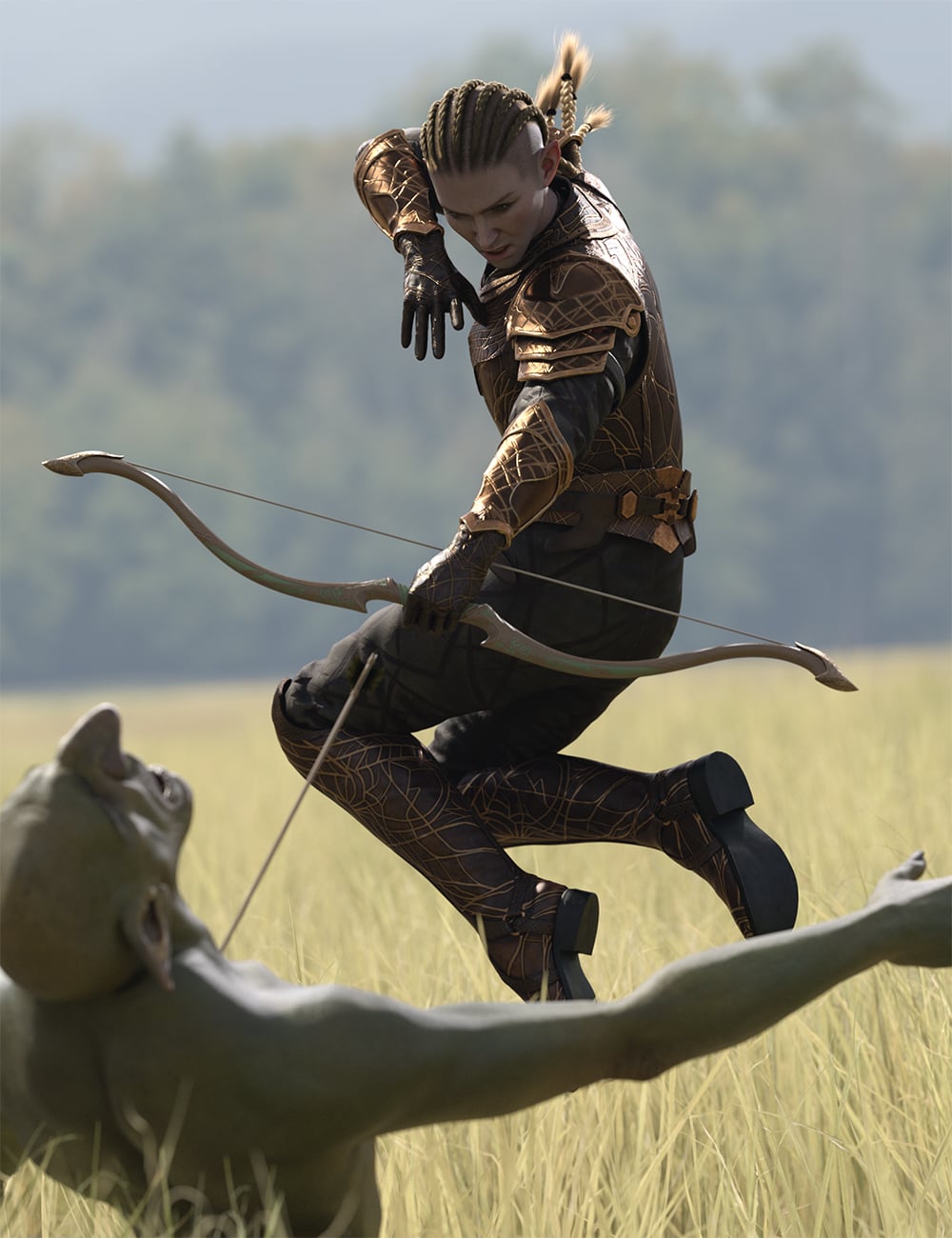 High Elf Bowmaster Poses for Genesis 9 by: Ensary, 3D Models by Daz 3D