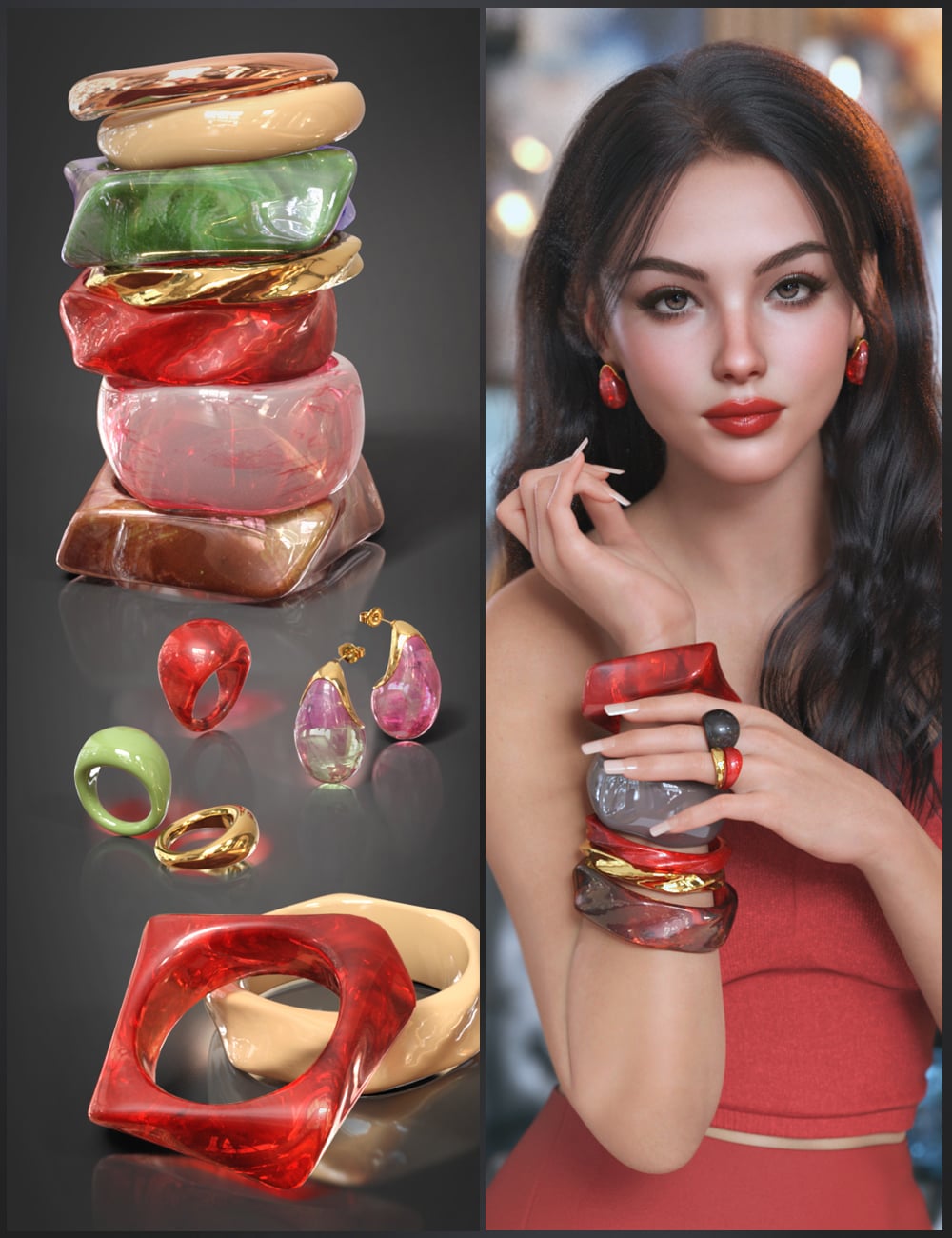 VRV Lilou Jewelry for Genesis 9, 8.1, and 8 Female by: VRVirtuososaddy, 3D Models by Daz 3D