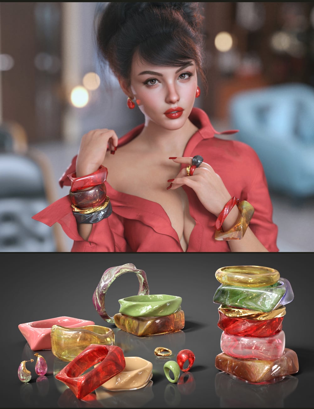 Addy Lilou and VRV Lilou Jewelry Bundle by: addyVRVirtuosos, 3D Models by Daz 3D