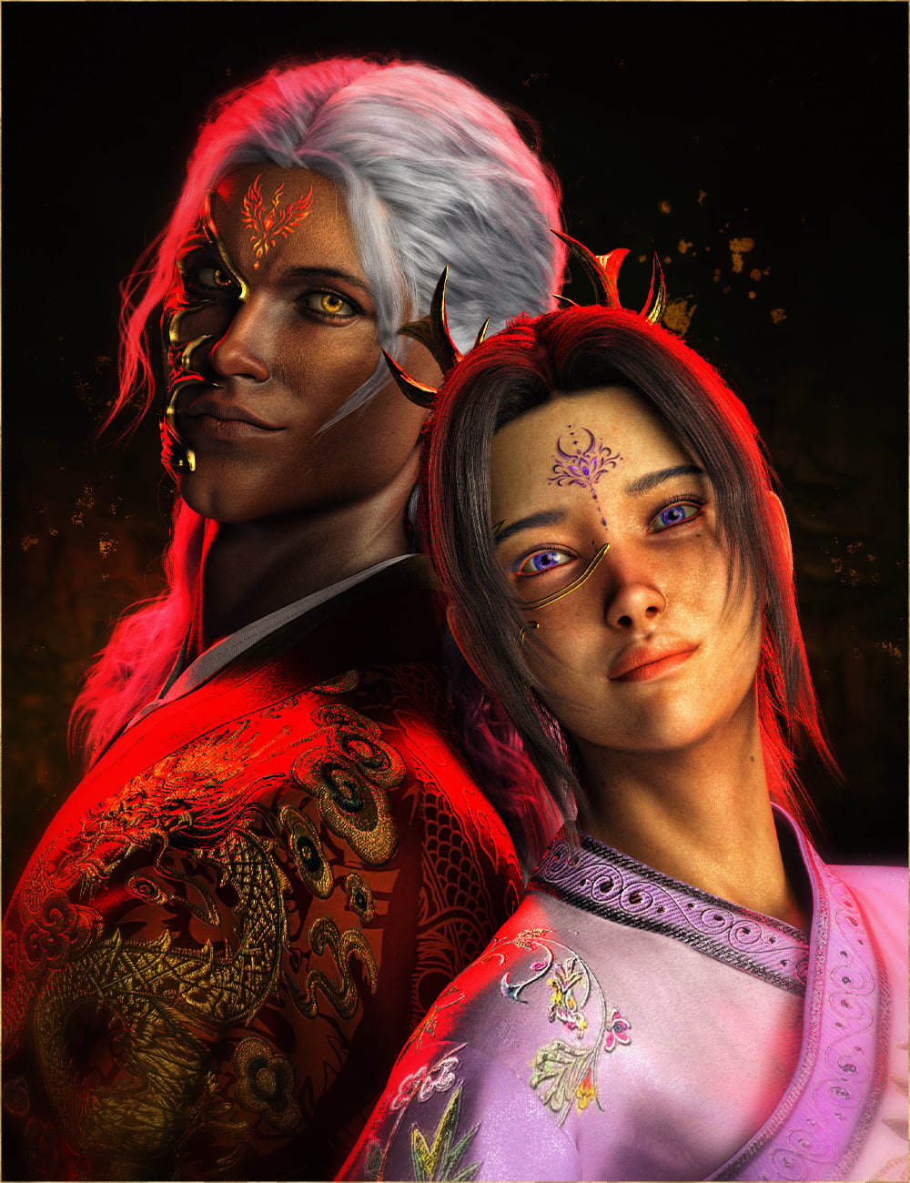 FPE Wuxia Marks AddOn Textures for Genesis 9 by: FenixPhoenixEsid, 3D Models by Daz 3D