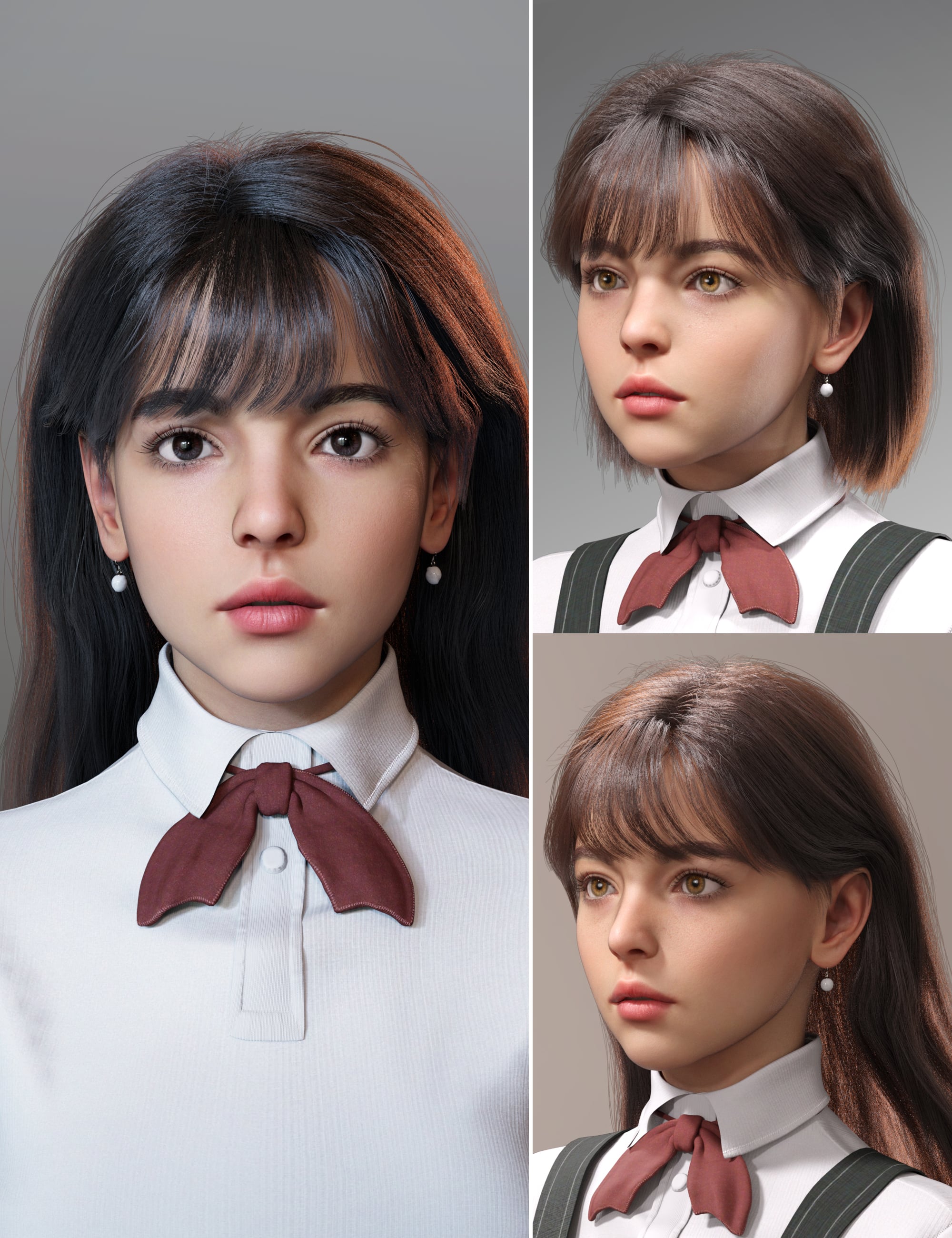 dForce Side Long Hair for Genesis 9 by: Magic Brush, 3D Models by Daz 3D