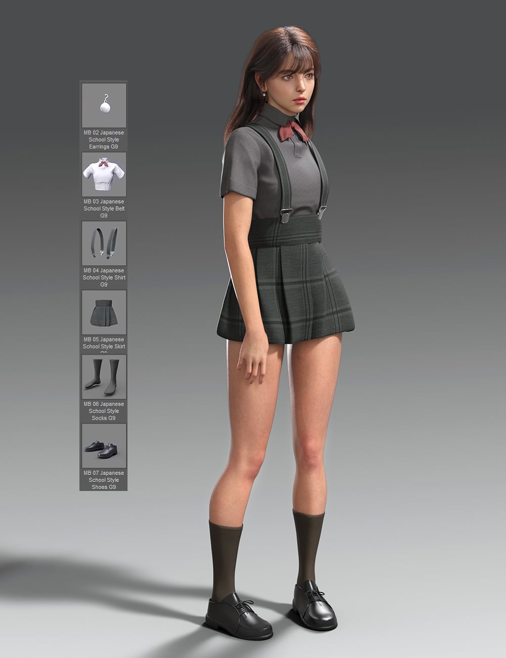 dForce MB Japanese School Style for Genesis 9 Feminine by: Magic Brush, 3D Models by Daz 3D