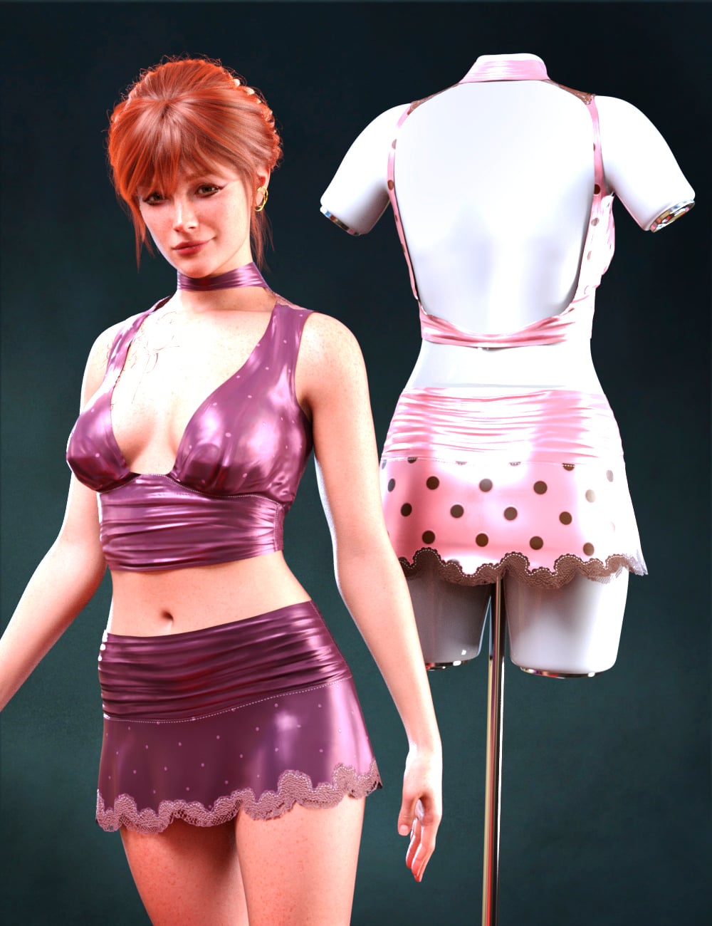 LA dForce Silky Outfit for Genesis 9 and 8 Female by: Laia, 3D Models by Daz 3D