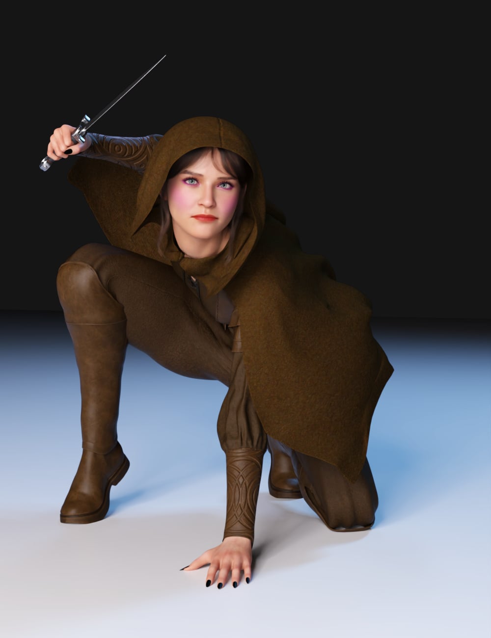 FG Kali Knife Fighting Poses and Prop for Genesis 9 Feminine by: IronmanFugazi1968, 3D Models by Daz 3D