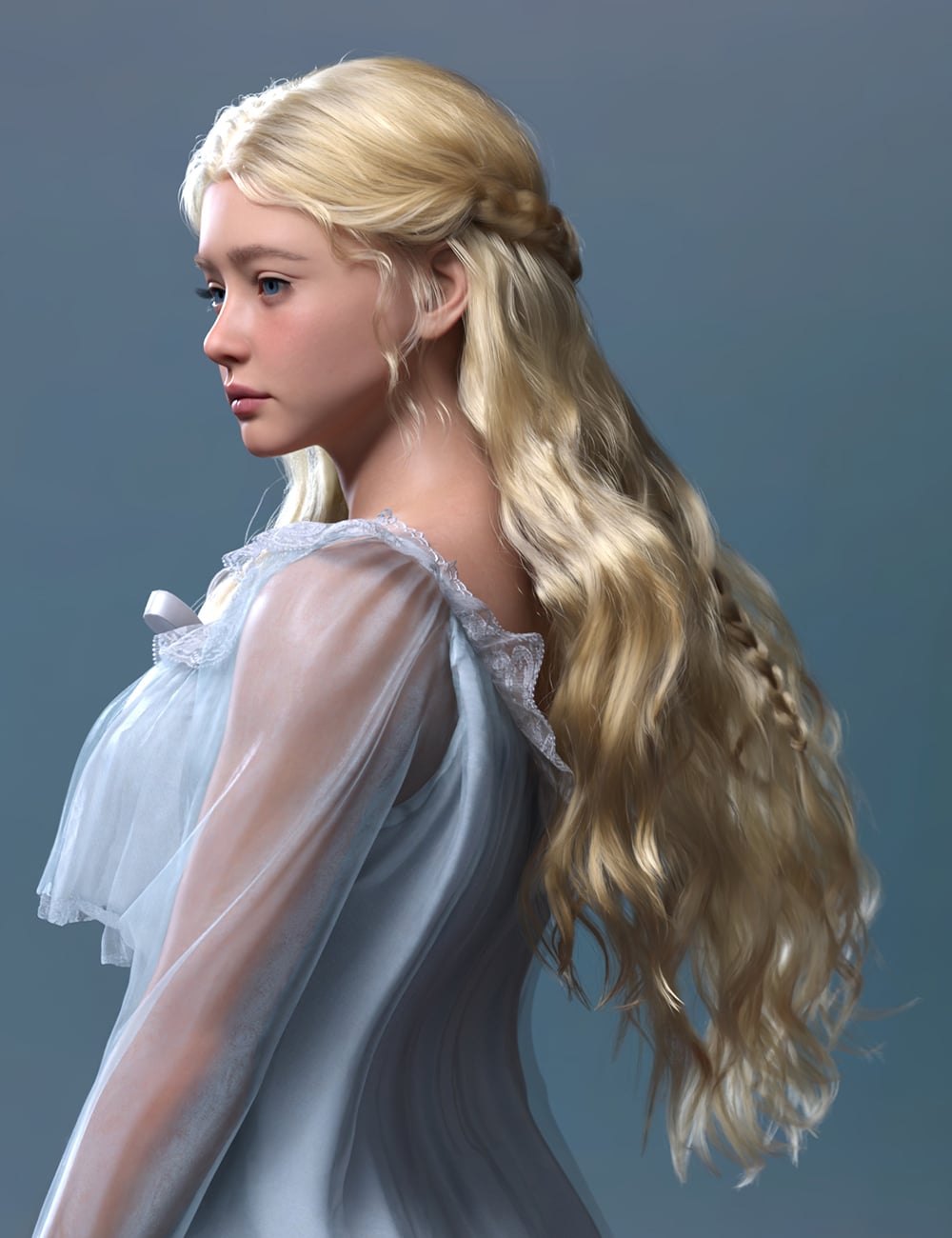 Gilded Flora Half Updo for Genesis 9 by: Vincent, 3D Models by Daz 3D