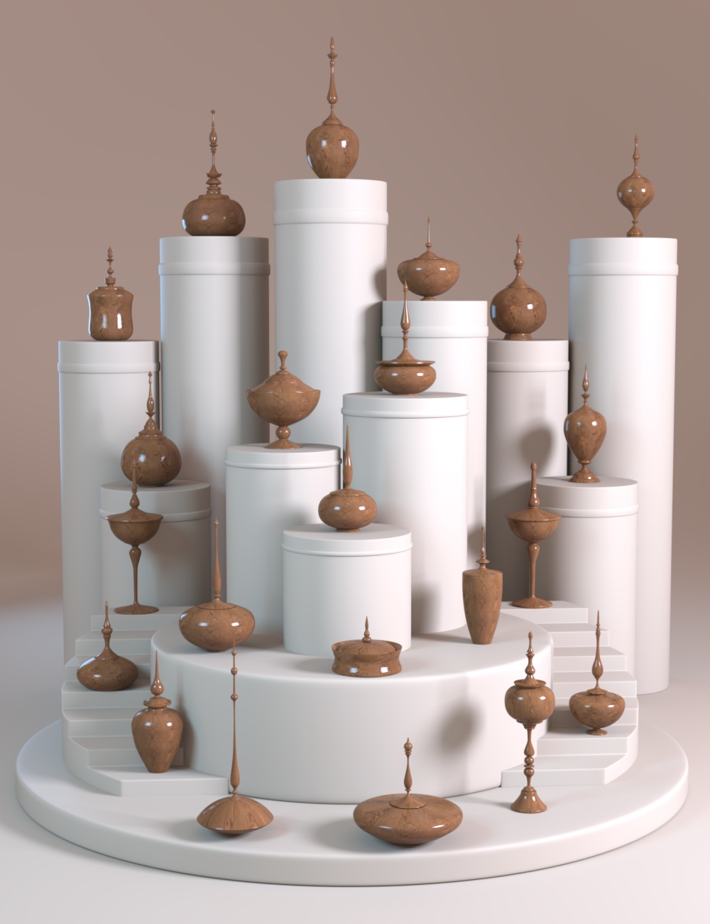 Wood Pots Bundle by: 3DStyle, 3D Models by Daz 3D