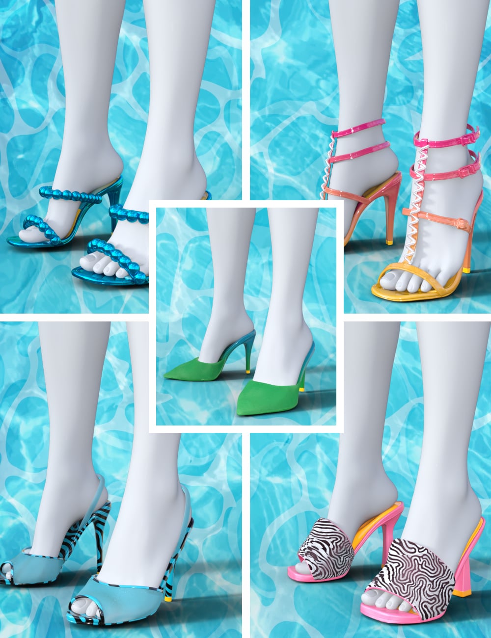 TIN Summer Party Shoes for Genesis 9 by: TINANE, 3D Models by Daz 3D
