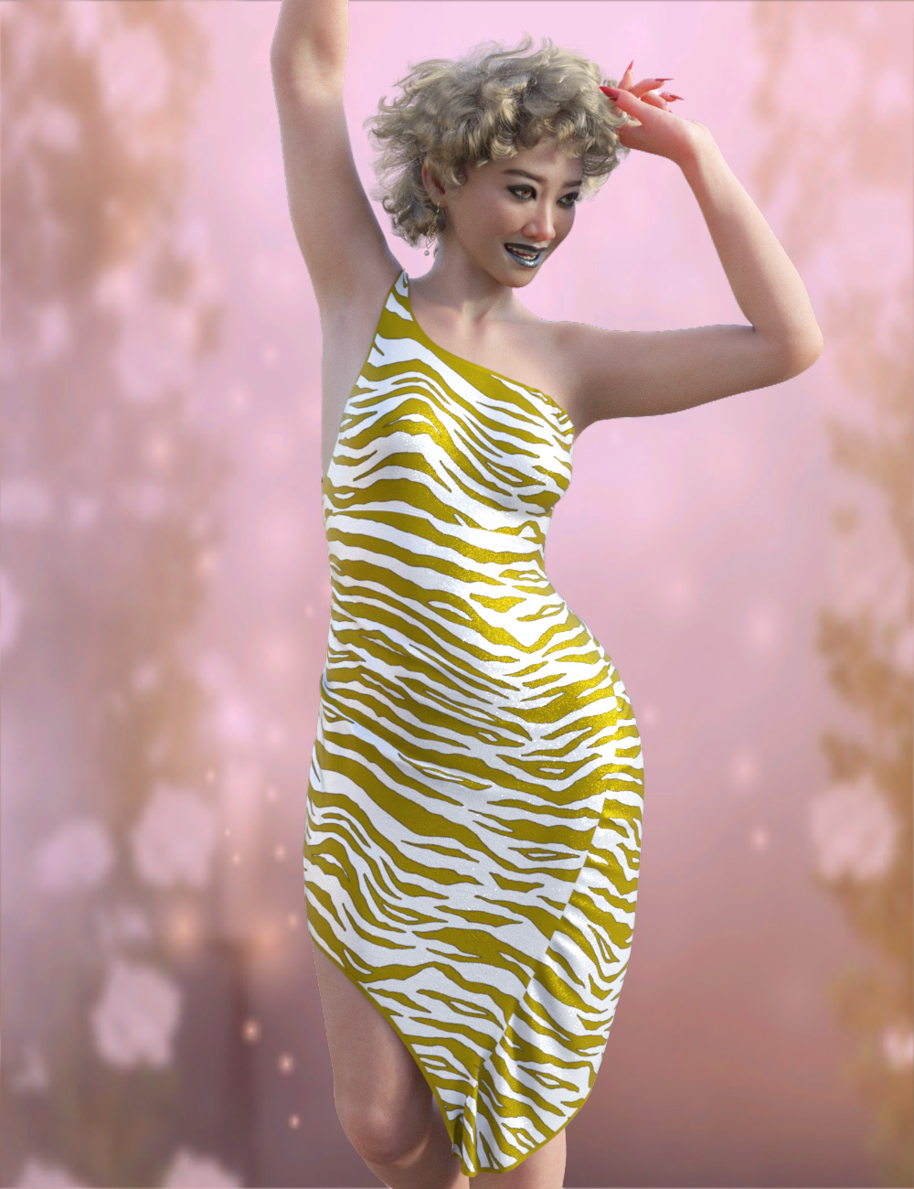 DNA Fern Cocktail Dress for Genesis 9 by: Donnena, 3D Models by Daz 3D