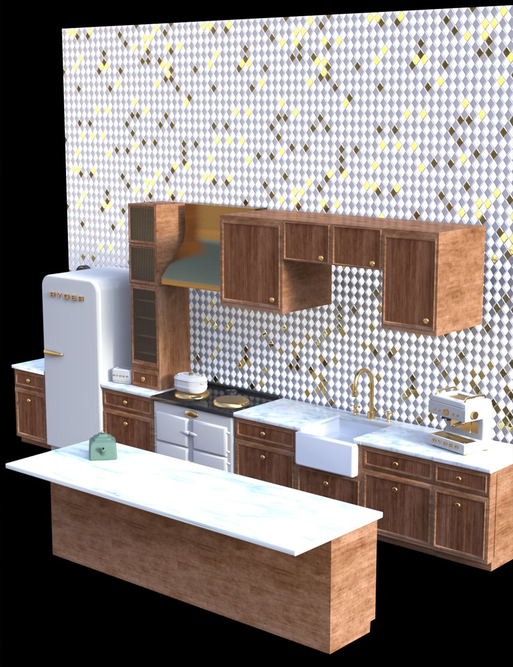 Ryder Kitchen Set - Modular Modern Kitchen by: Alodia Thaliel, 3D Models by Daz 3D