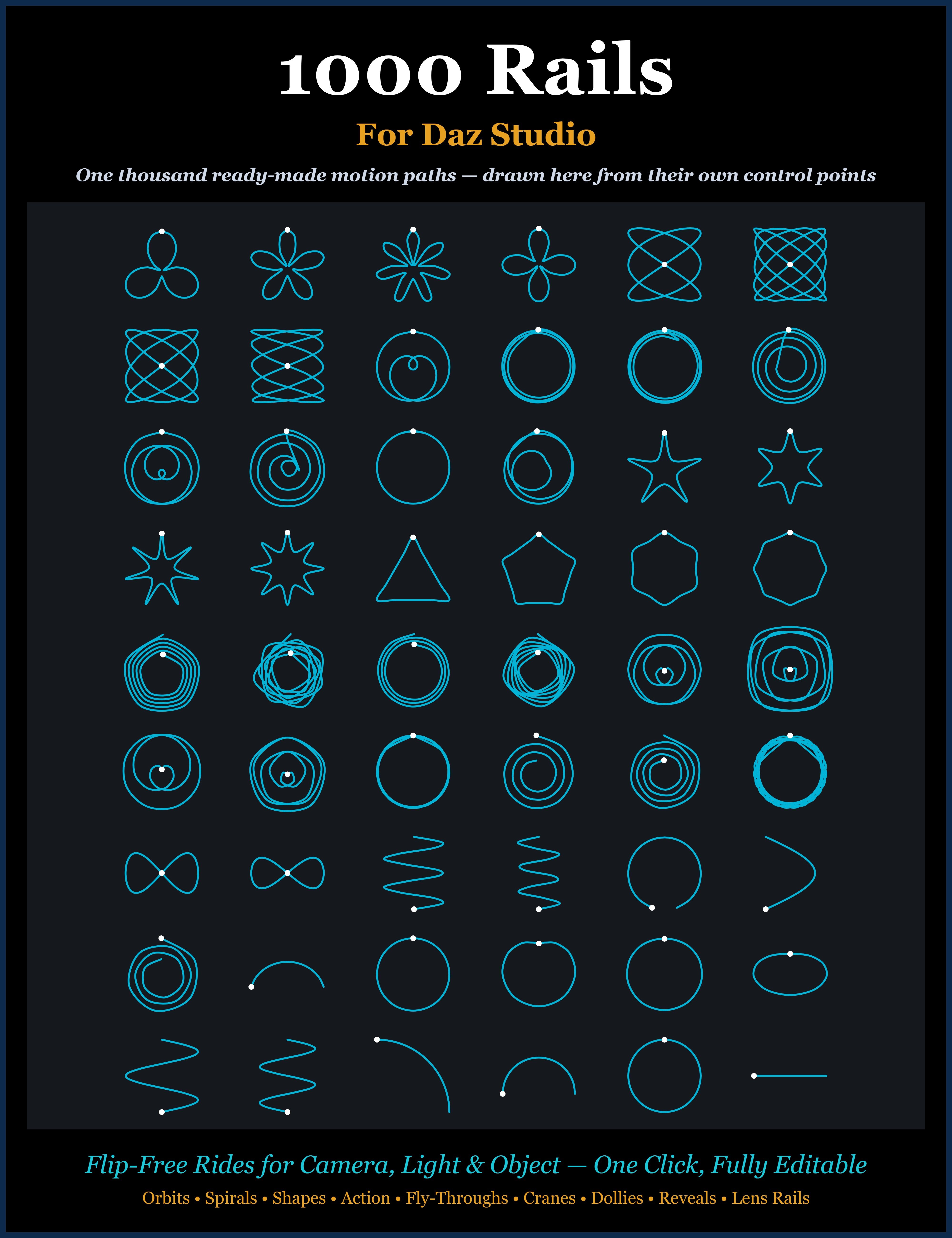 1000 Rails - Move Expansion for Spline, Light and Object Rail by: EZ3DTV, 3D Models by Daz 3D