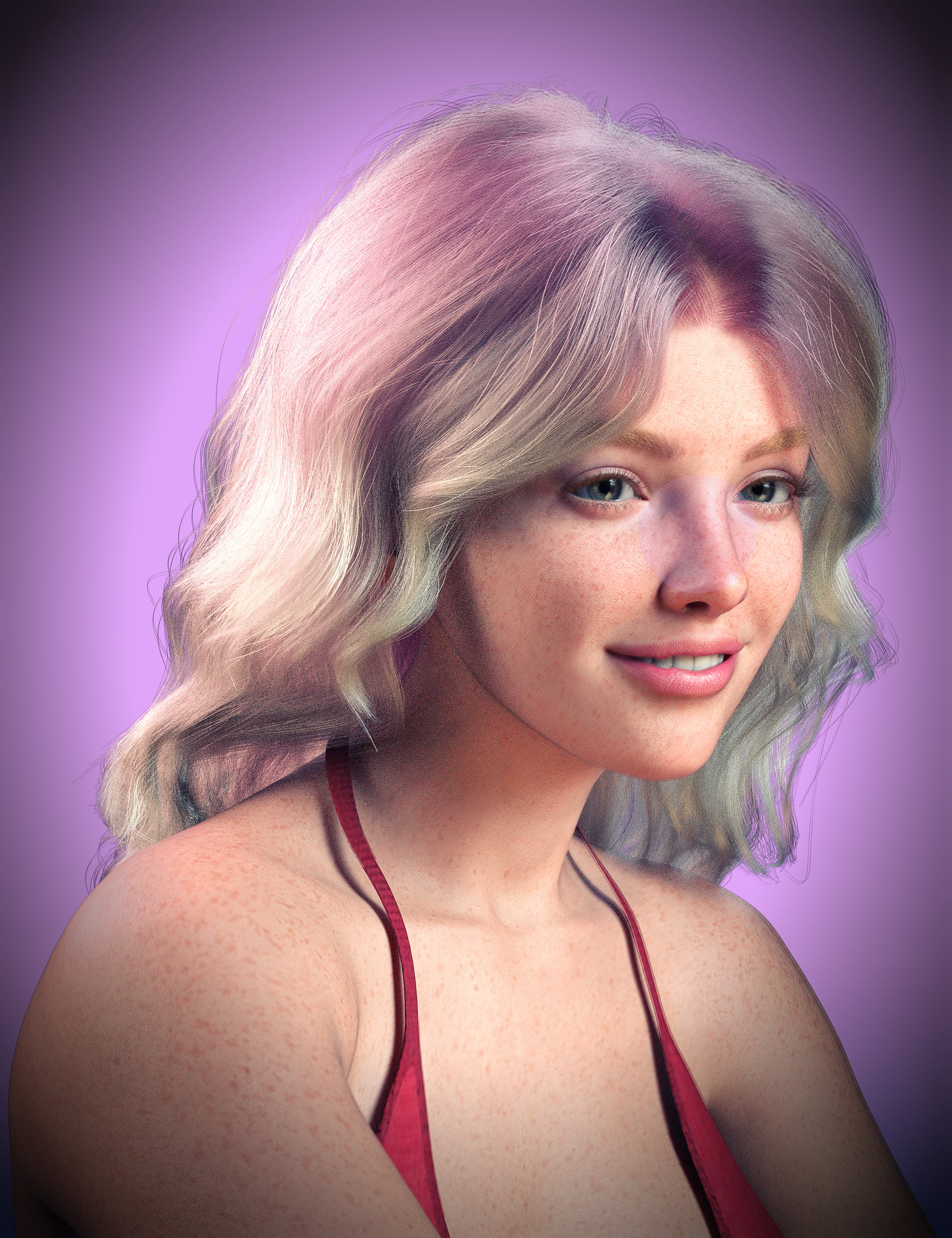 dForce Strand-Based FE Chic Curly Long Hair for Genesis 9, 8 and 8.1 by: FeSoul, 3D Models by Daz 3D