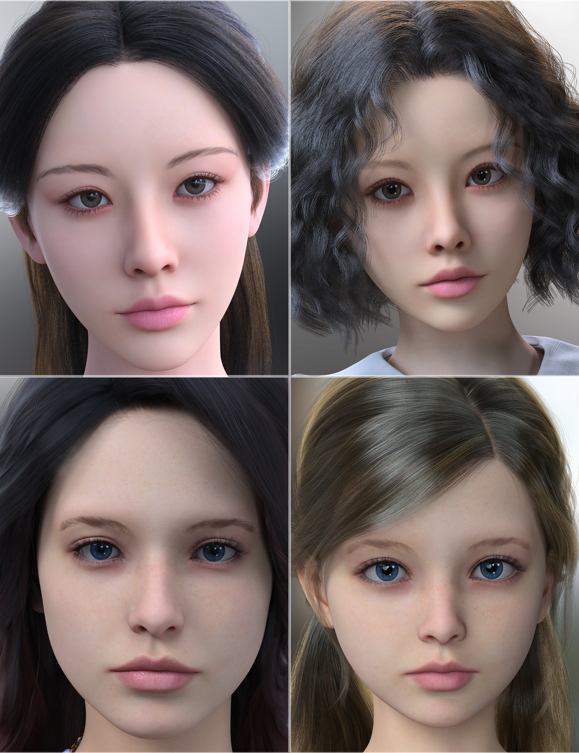 Vo Ori and Young, and Vo Mip and Young HD for Genesis 9 Character Bundle by: VOOTW, 3D Models by Daz 3D