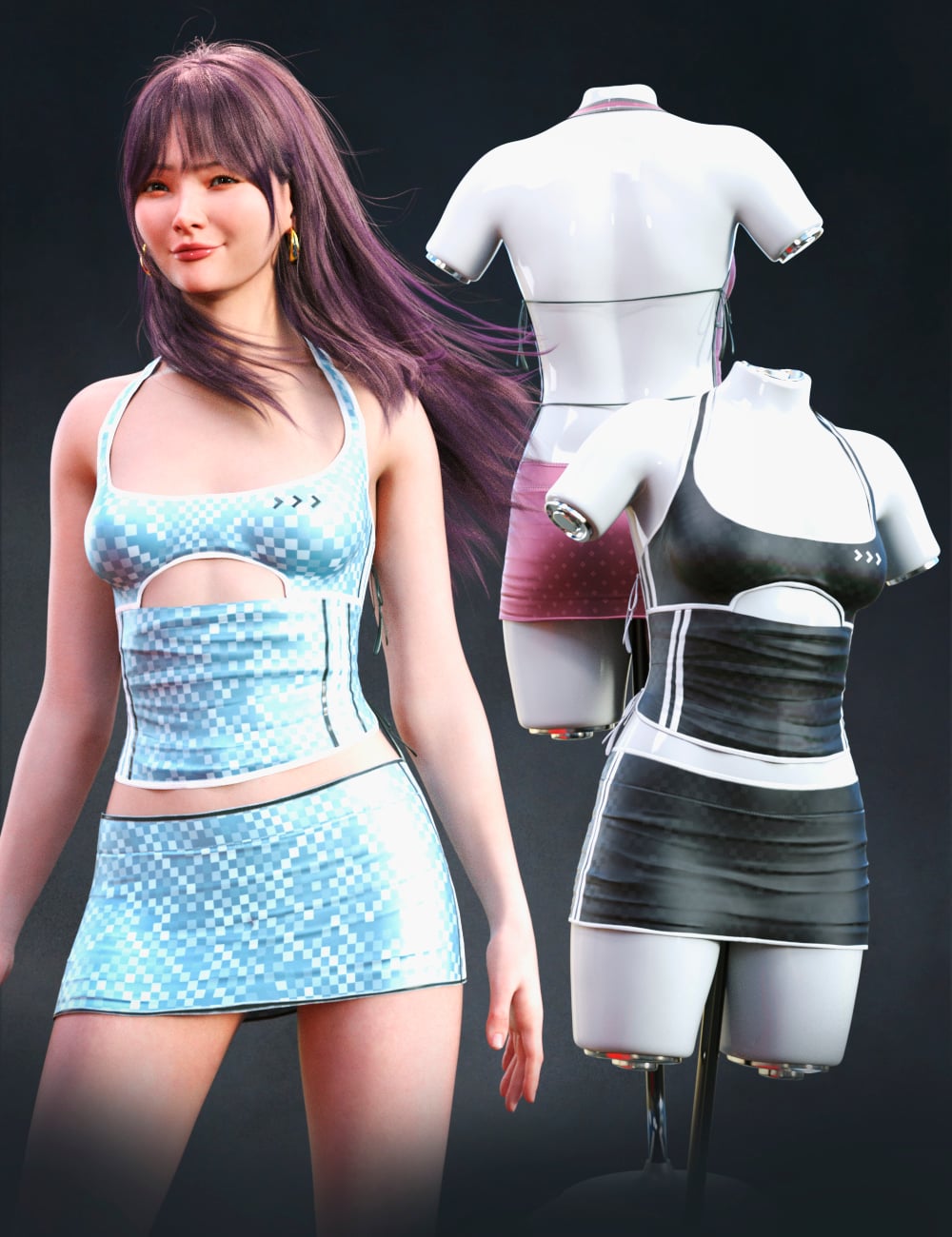 dForce LA Match Day Outfit for Genesis 9 Feminine and Genesis 8 Female by: Laia, 3D Models by Daz 3D