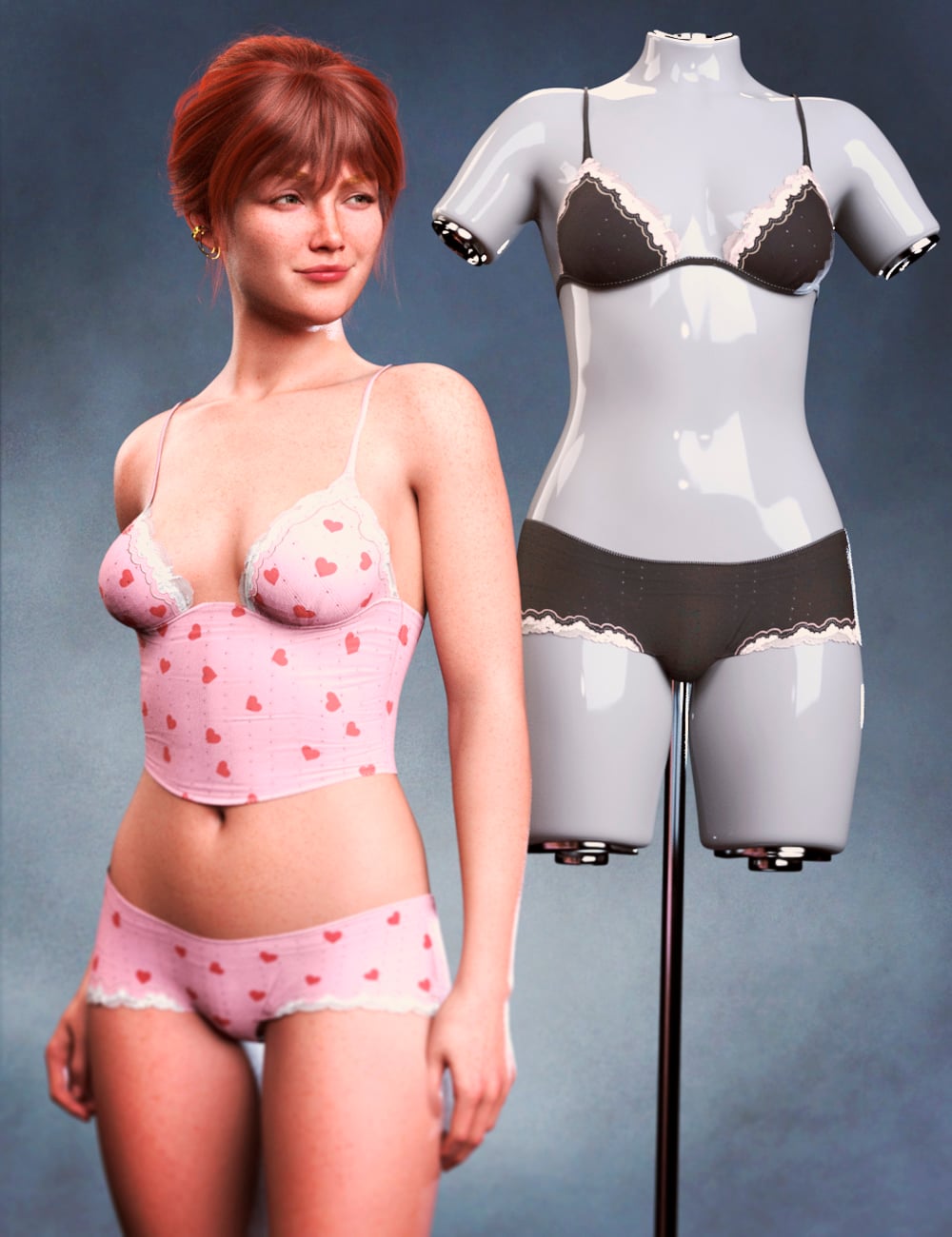 dForce LA Sleepover Outfit for Genesis 9 and 8 Female by: Laia, 3D Models by Daz 3D