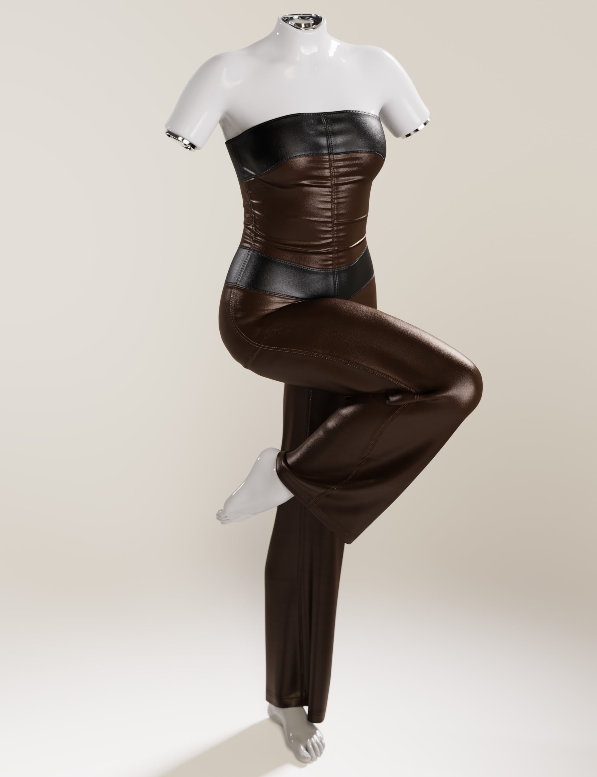 dForce Sleeveless Leather Suit for Genesis 9 by: outoftouch, 3D Models by Daz 3D