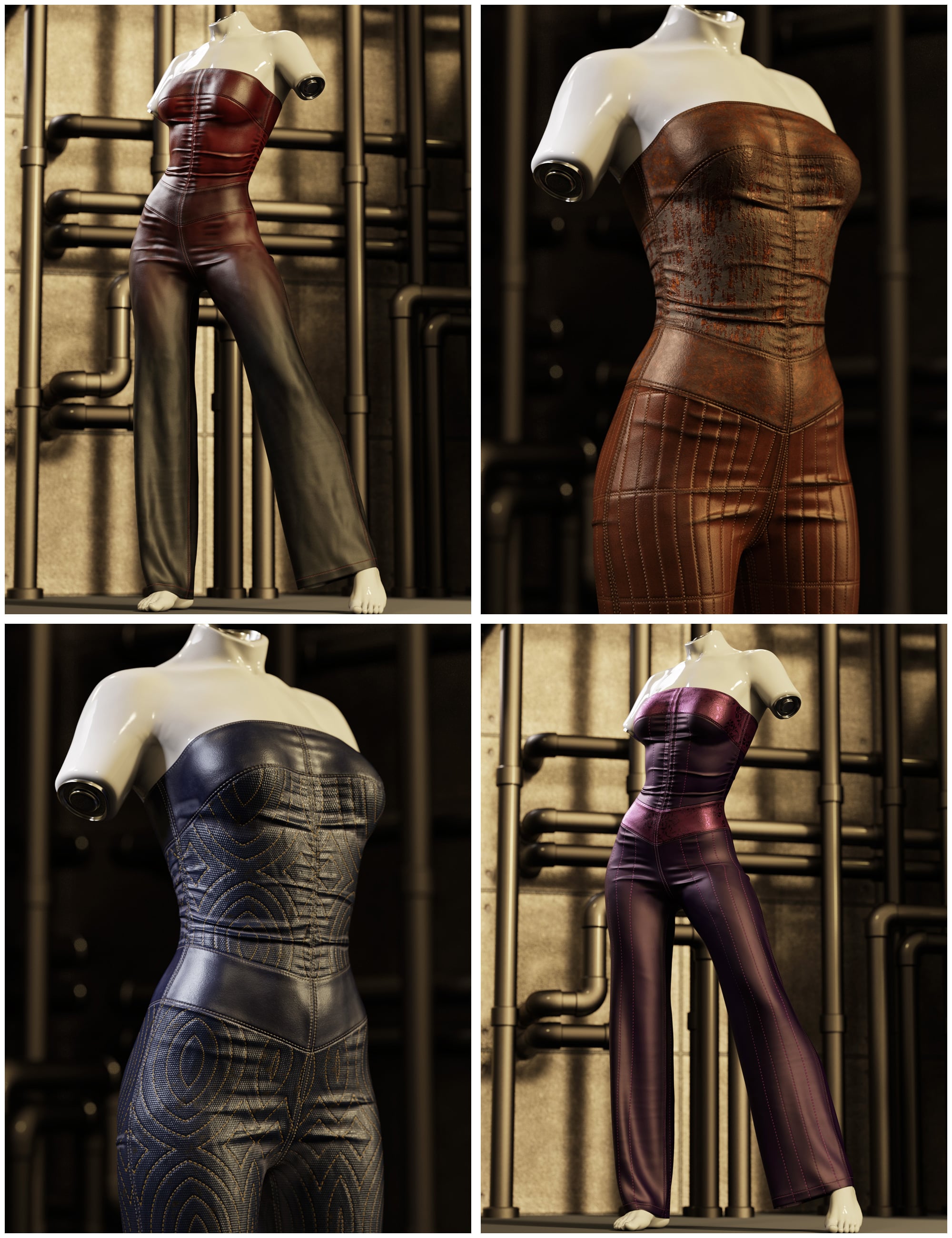 Textures Addon for Sleeveless Leather Suit by: outoftouch, 3D Models by Daz 3D