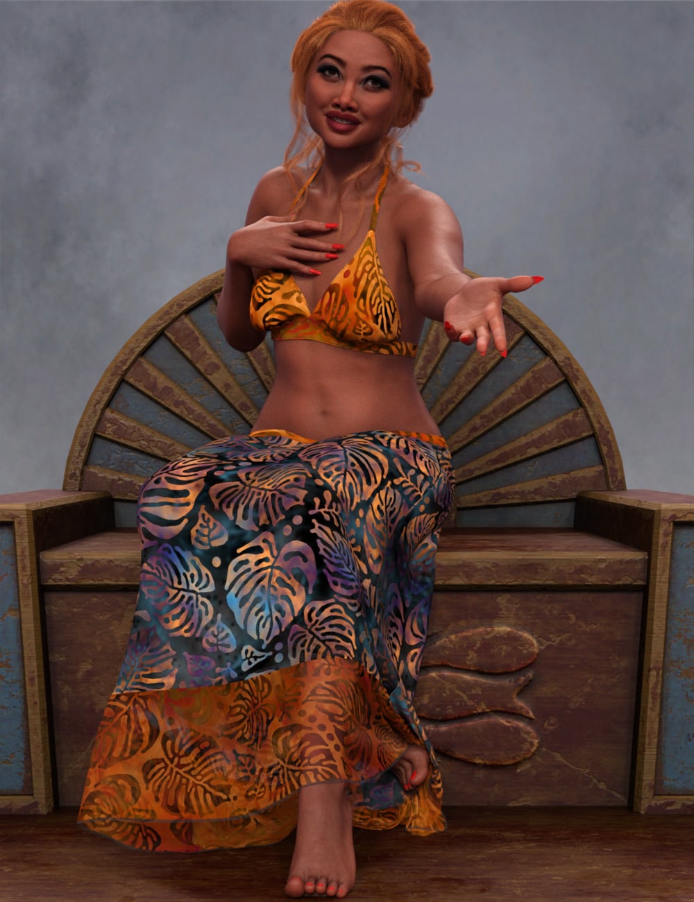DNA Sunny Duet dForce Skirt and Halter for Genesis 9 by: Donnena, 3D Models by Daz 3D