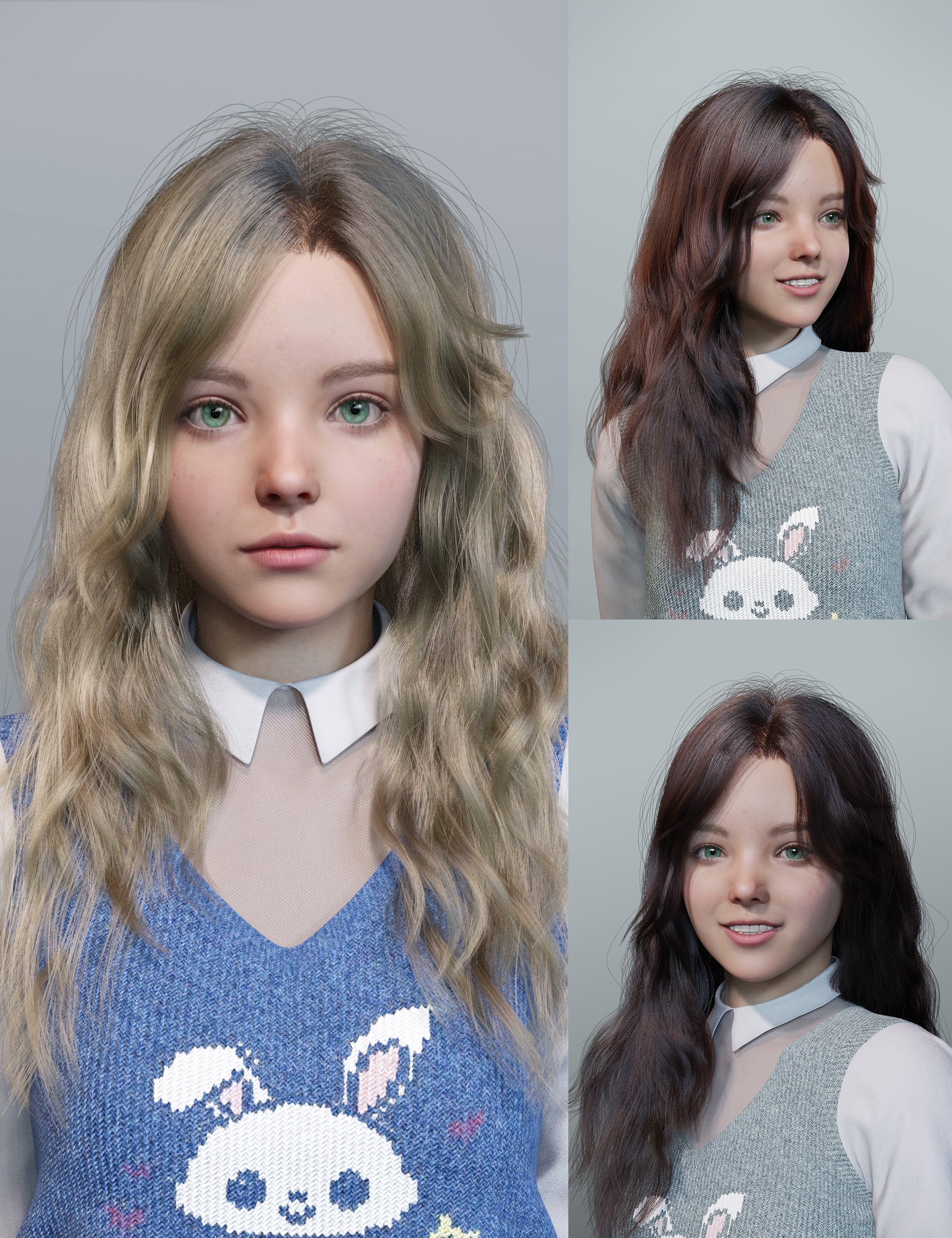 dForce Loose Long Curls Hair for Genesis 9 by: Magic Brush, 3D Models by Daz 3D