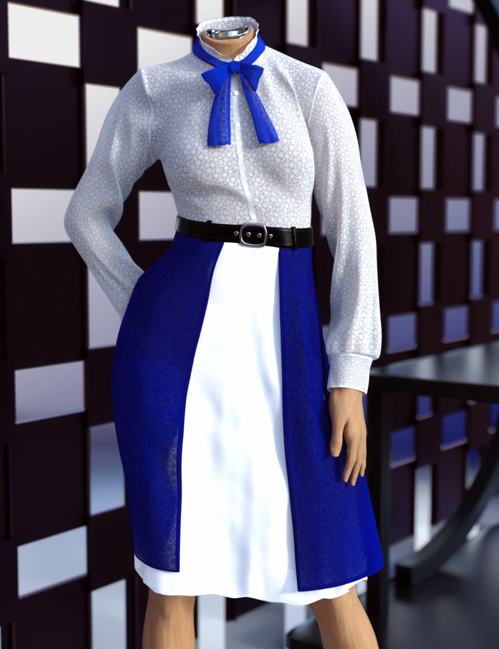 dForce Two Tone Dress for Genesis 9 by: tentman, 3D Models by Daz 3D