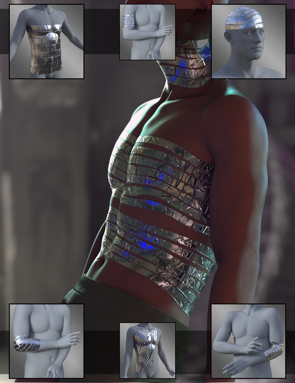 Taped Trauma Geoshell Skin Builder for Genesis 9 by: ForbiddenWhispers, 3D Models by Daz 3D