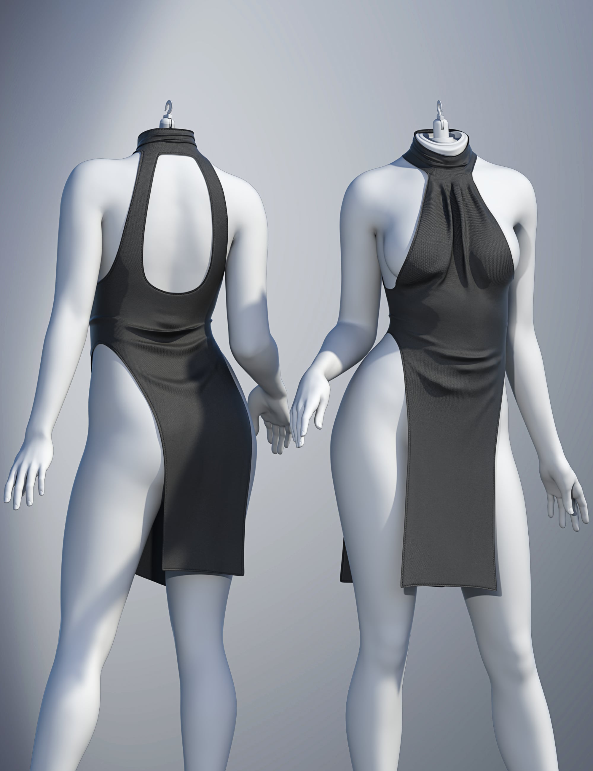 dForce SU Sexy High Slit Dress for Genesis 9 by: Sue Yee, 3D Models by Daz 3D